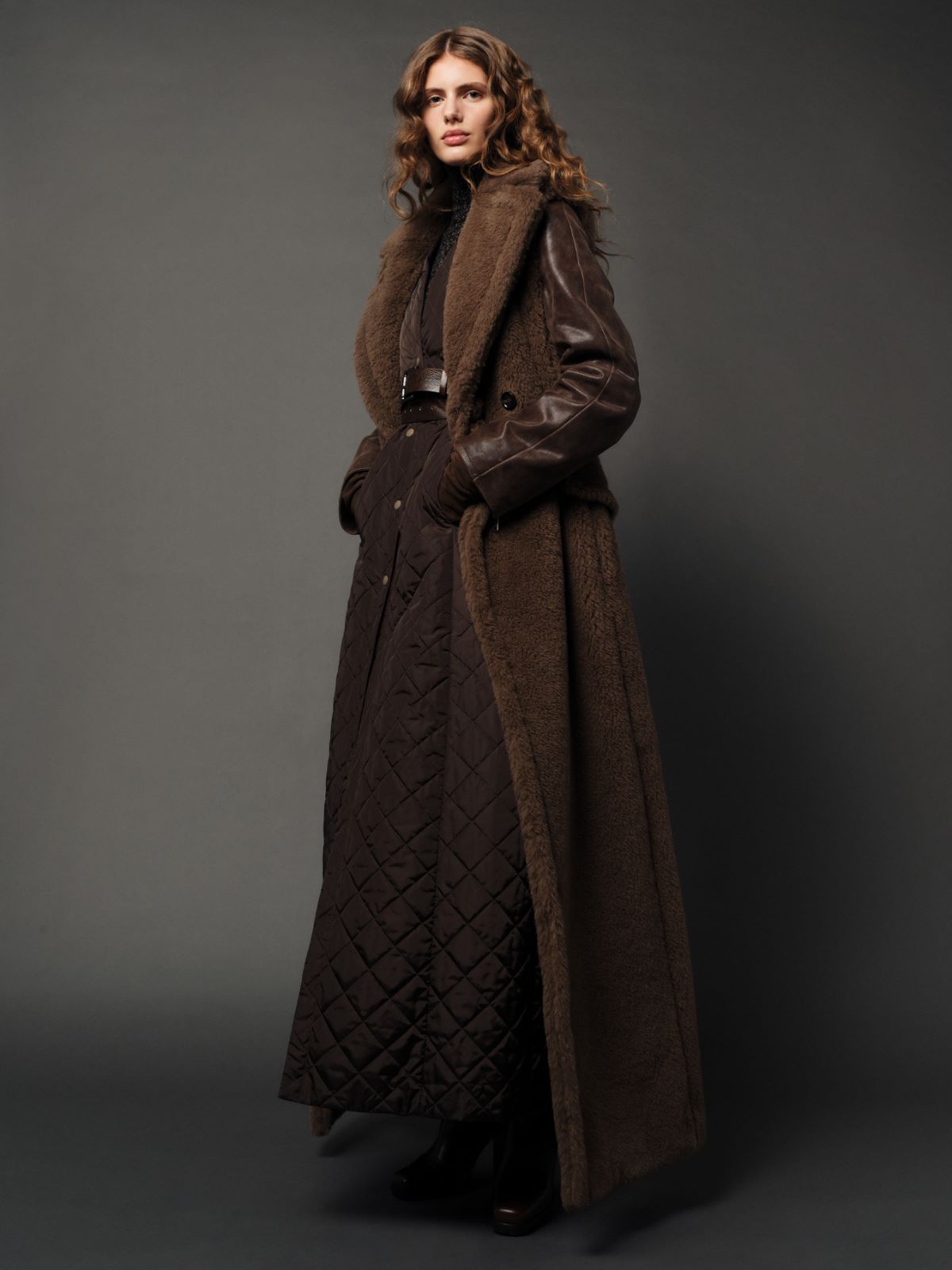 ベルタ] テクニカル ファブリック キルティング コート, brown | Max Mara