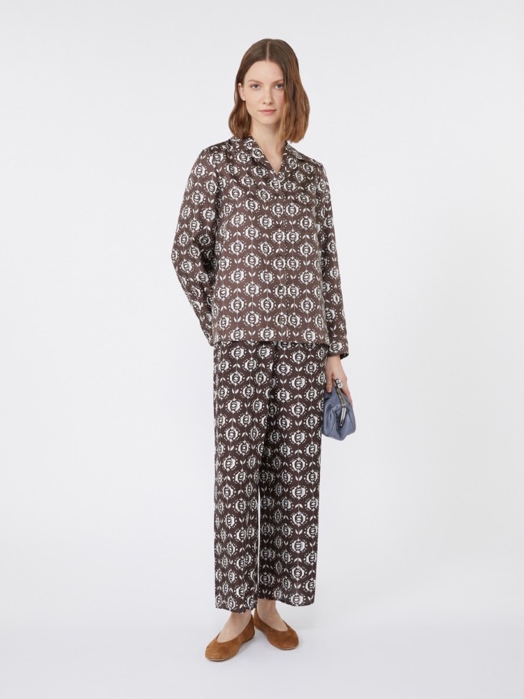 Printed silk pyjama shirt, brown | Weekend Max Mara