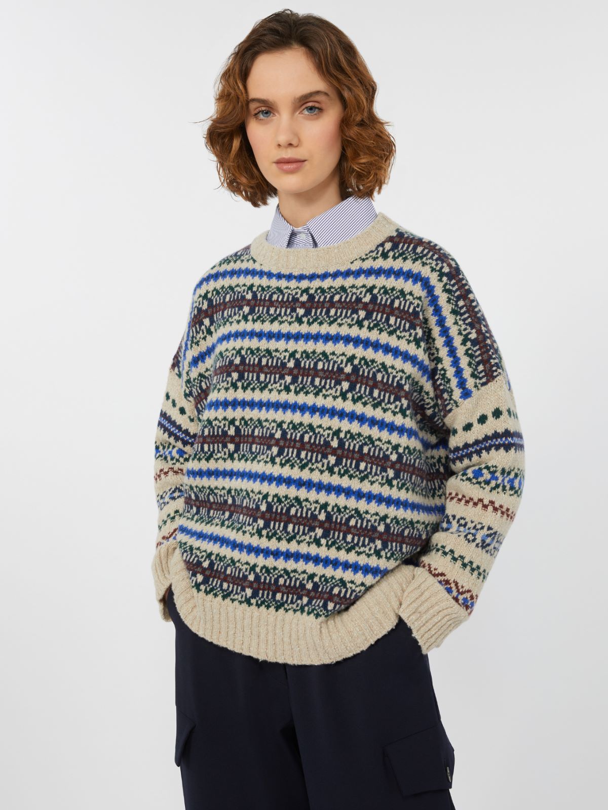 Wool tweed jumper, ecru | Weekend Max Mara