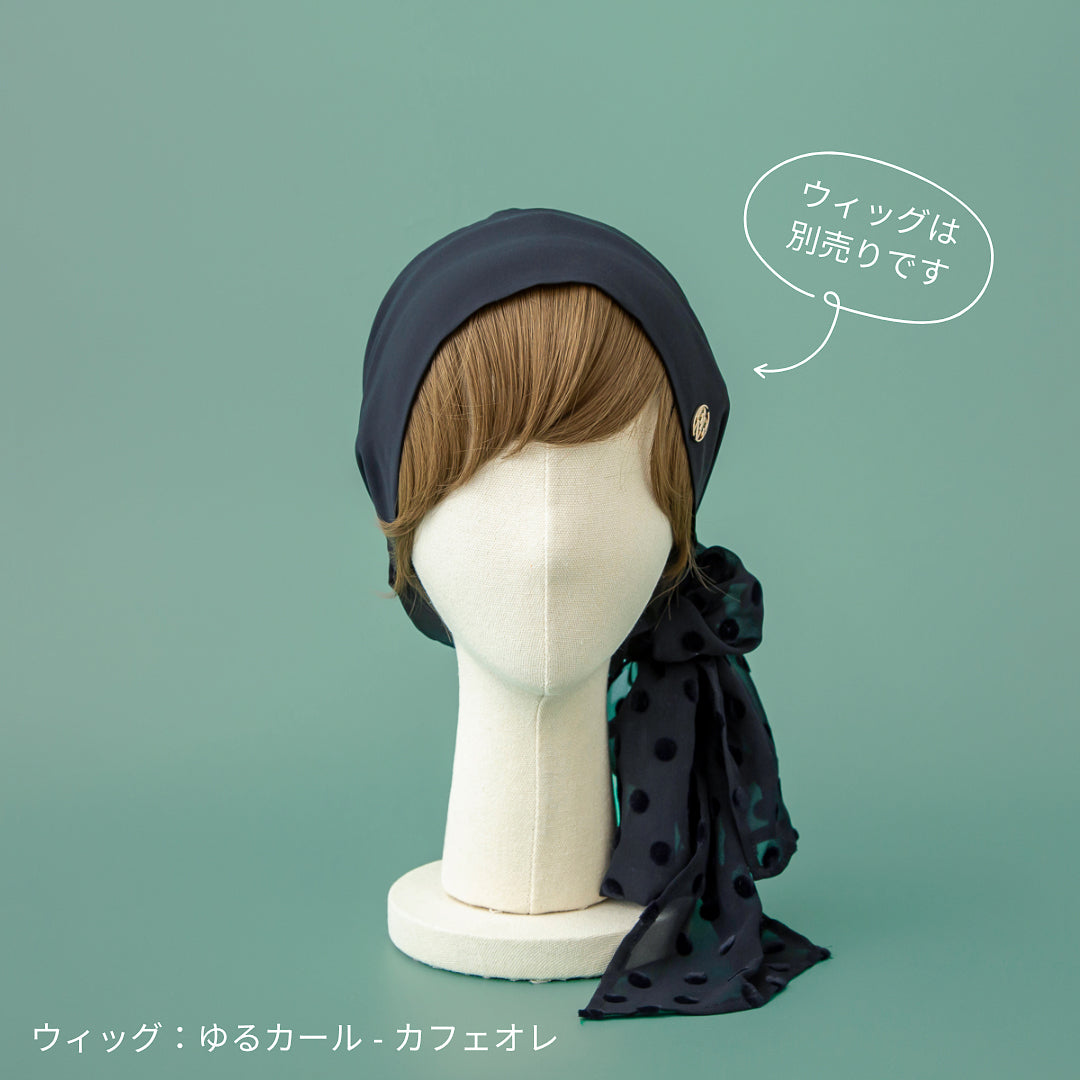 SCARF HAT (M) / Dot Chiffon-Navy – BAREN（バレン）