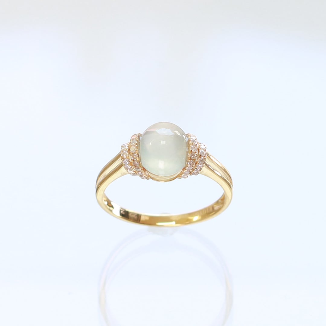 氷翡翠リング K10YG ice jade side diamond A貨翡翠 jd_rg2049