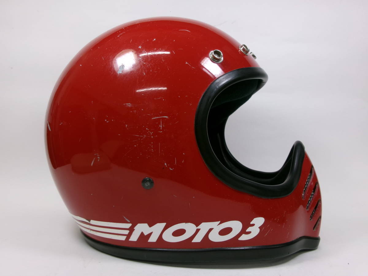 初期! 70s BELL MOTO 3 赤 7 1/8 目深加工済み☆ 70年代 ベル モト3