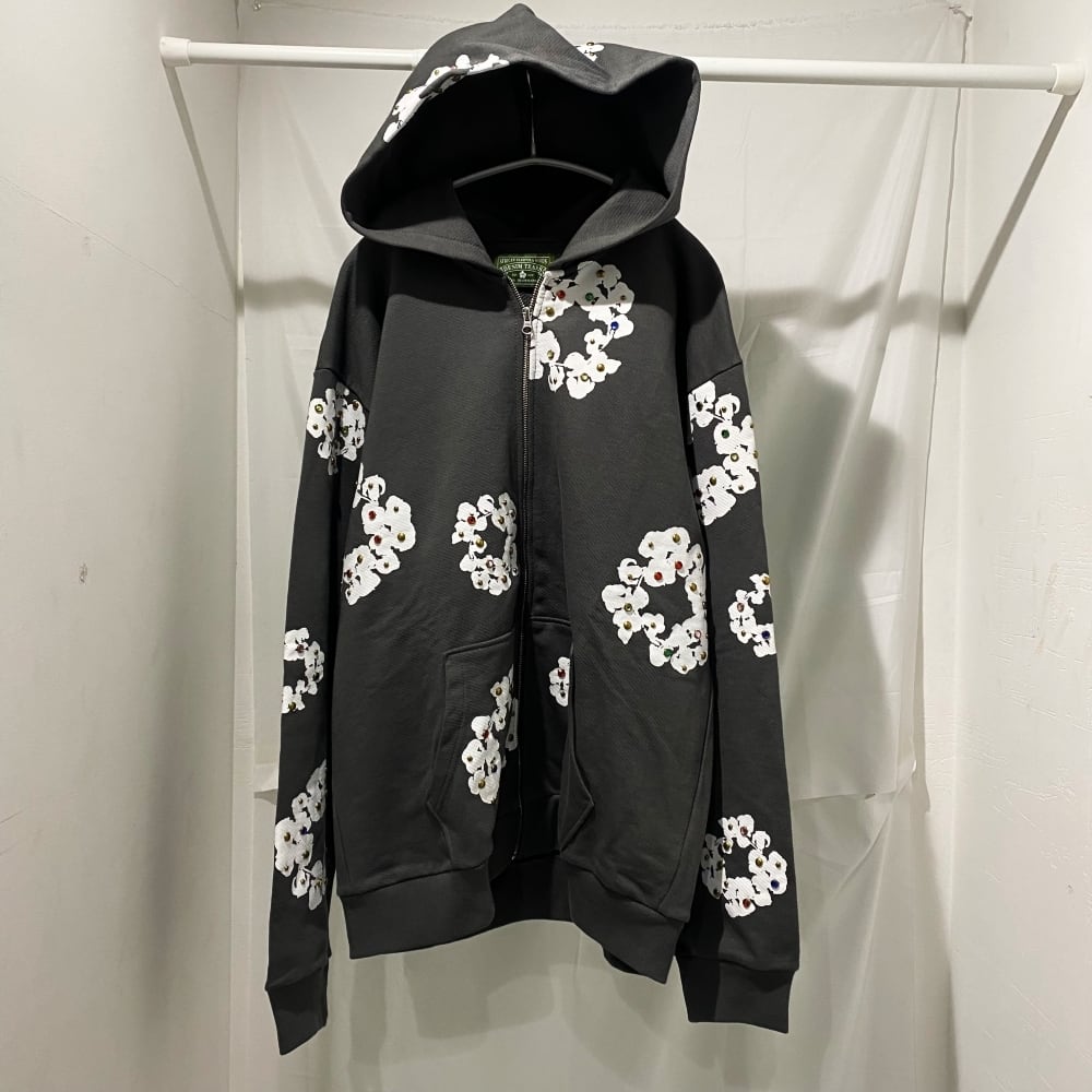 DENIM TEARS デニムティアーズ 24SS Rhinestone Cotton Wreath Zip