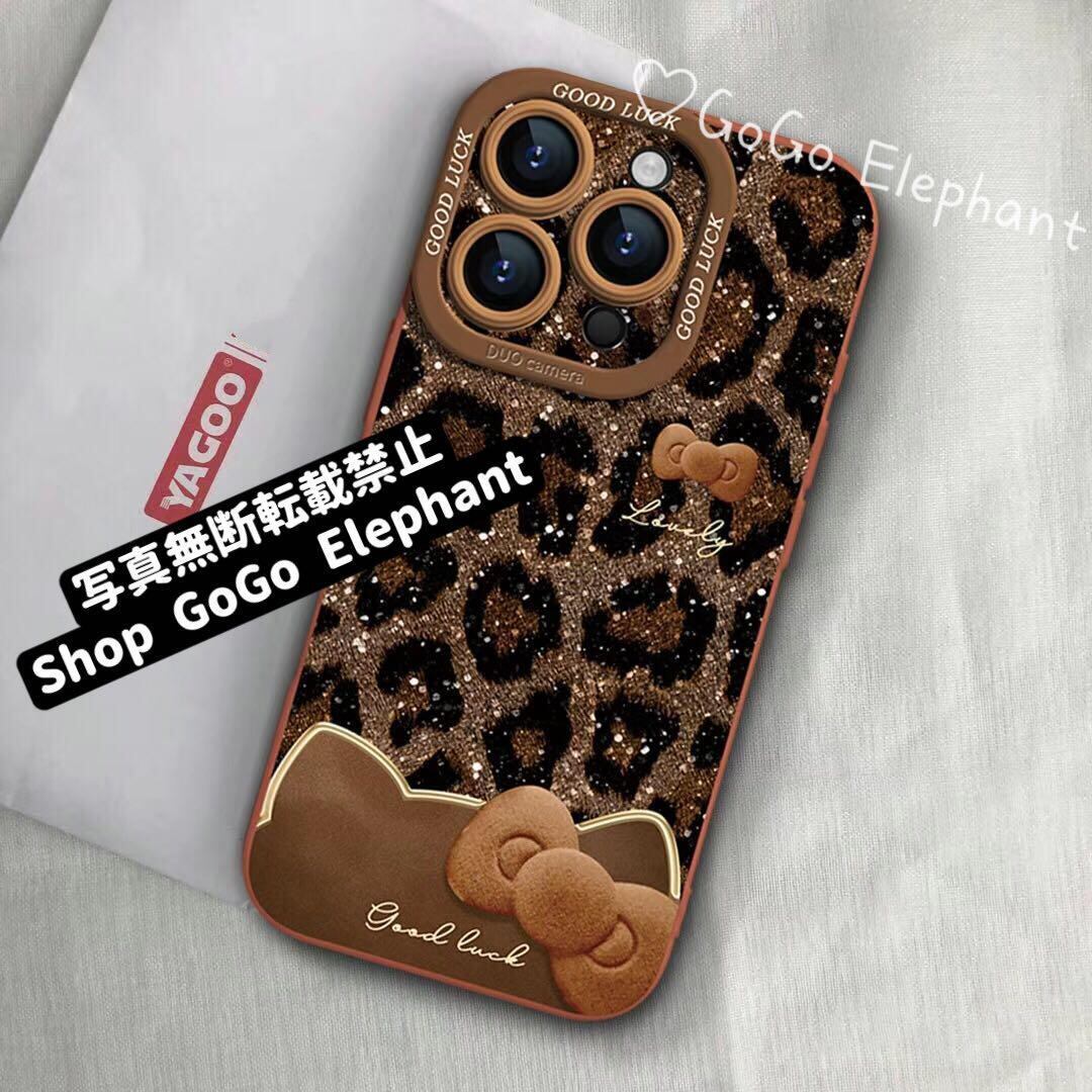 辛口×韓国っぽデザイン♪ レオパード柄 秋冬にぴったりリボン iphone