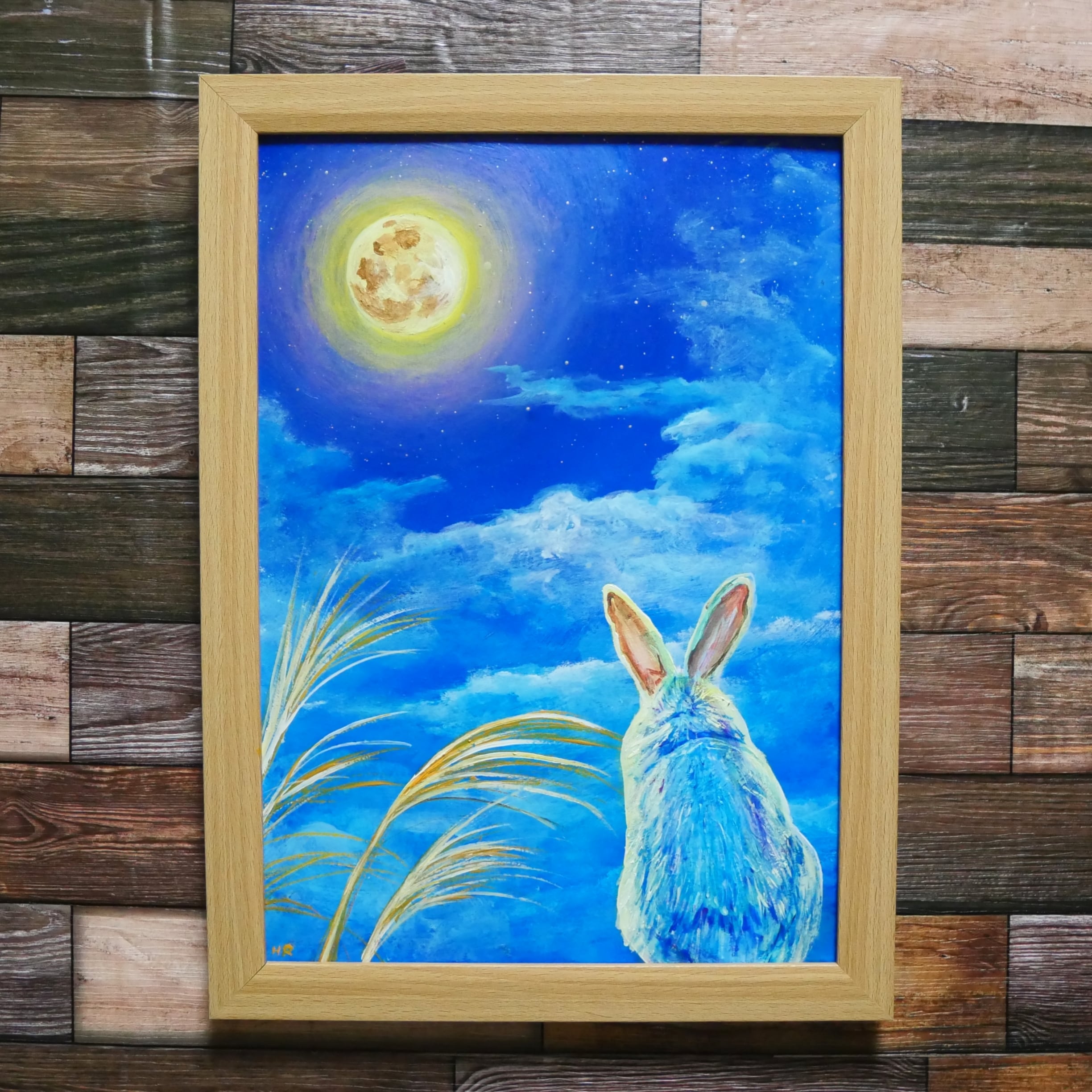 油絵 絵画 【お月見うさぎ】 | HIROSHI1990