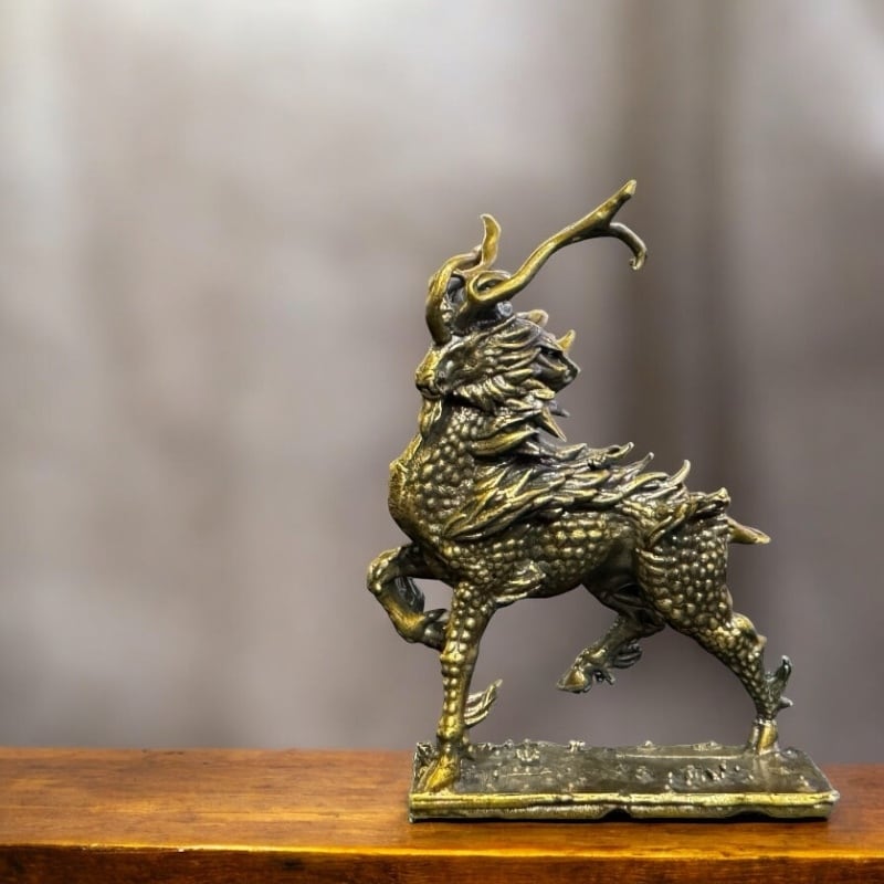 再入荷】真鍮製【幸運と安定】霊獣 麒麟 真ちゅう製置物 幅48mm×高さ