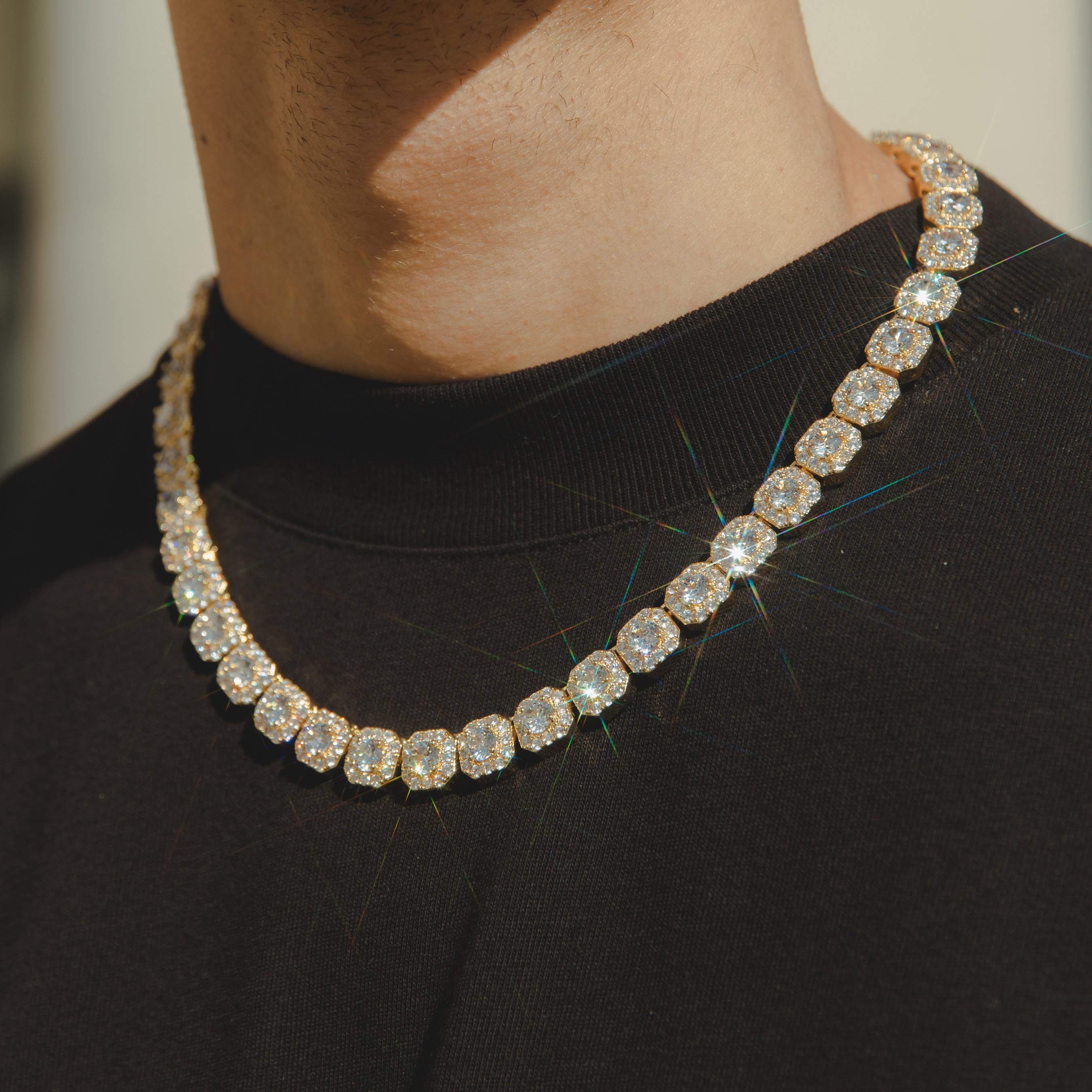 Clustered Tennis Chain Necklace【GOLD】 | Glitter