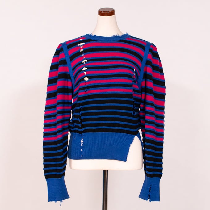 Yves Saint Laurentダメージストライプニット | 5Vintage