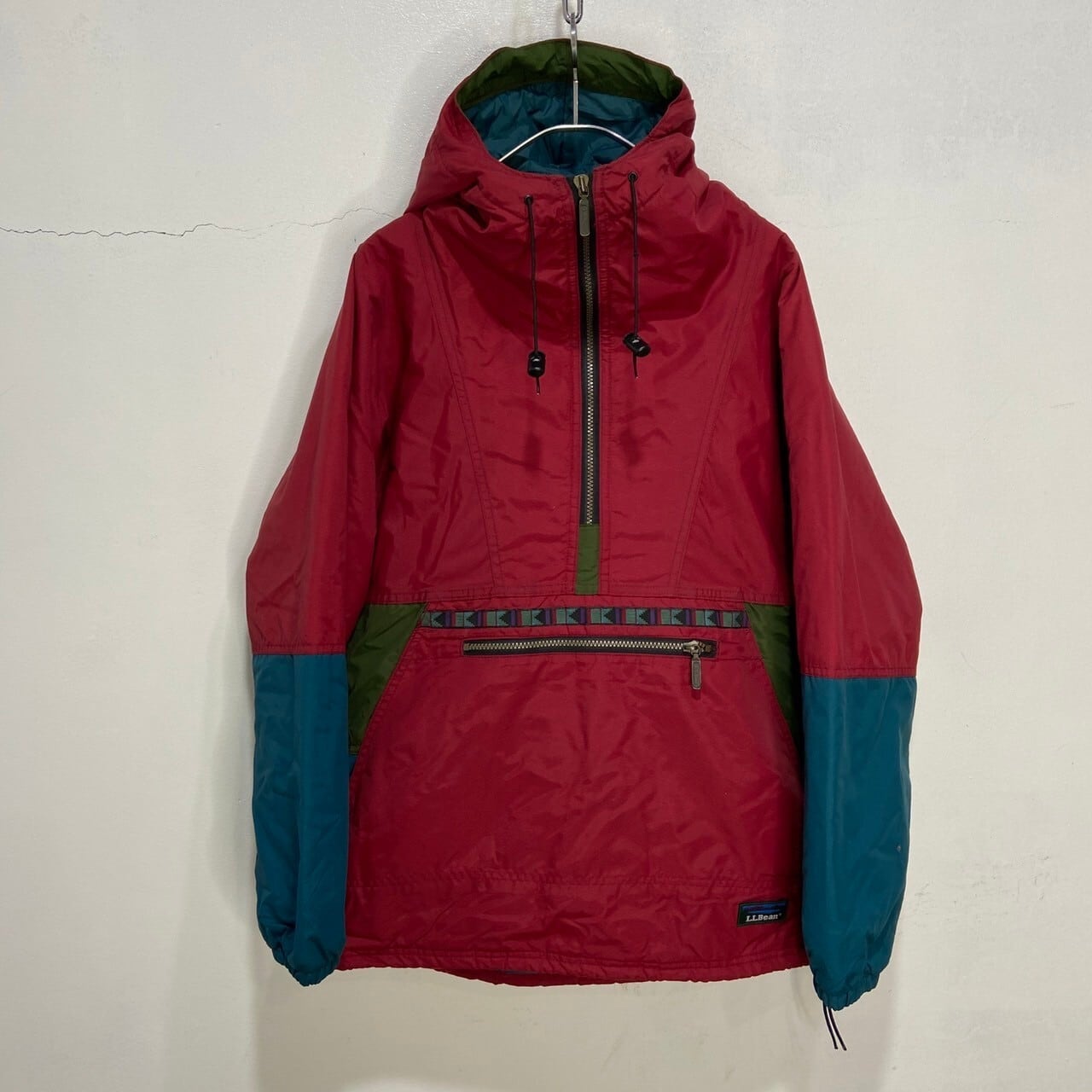 80s USA製 L.L.Bean アノラックパーカー チロリアンテープ 赤 S | 古着
