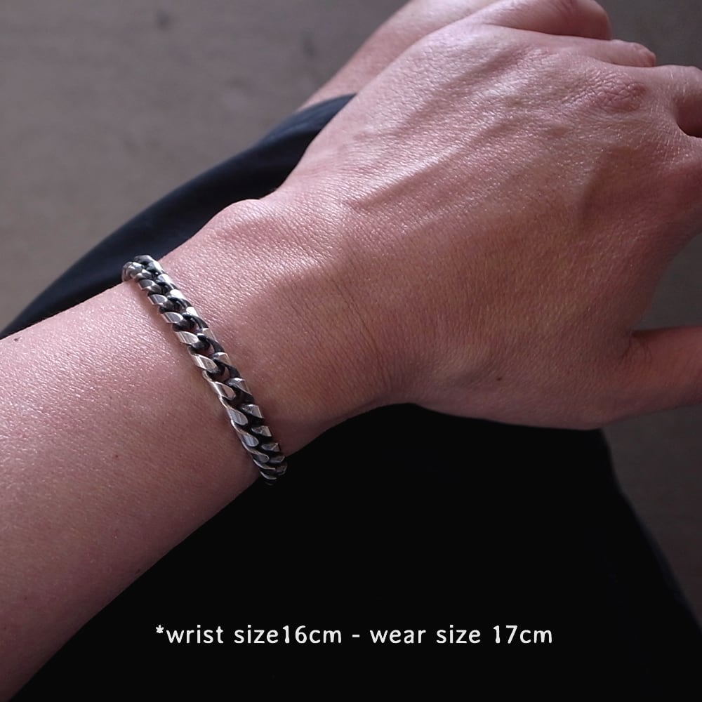 6.5mm FLAT LINK CHAIN BRACELET-SILVER / フラットリンク 喜平