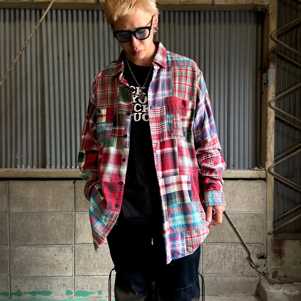 POLO by RALPH LAUREN ラルフローレン パッチワーク 長袖 フランネル