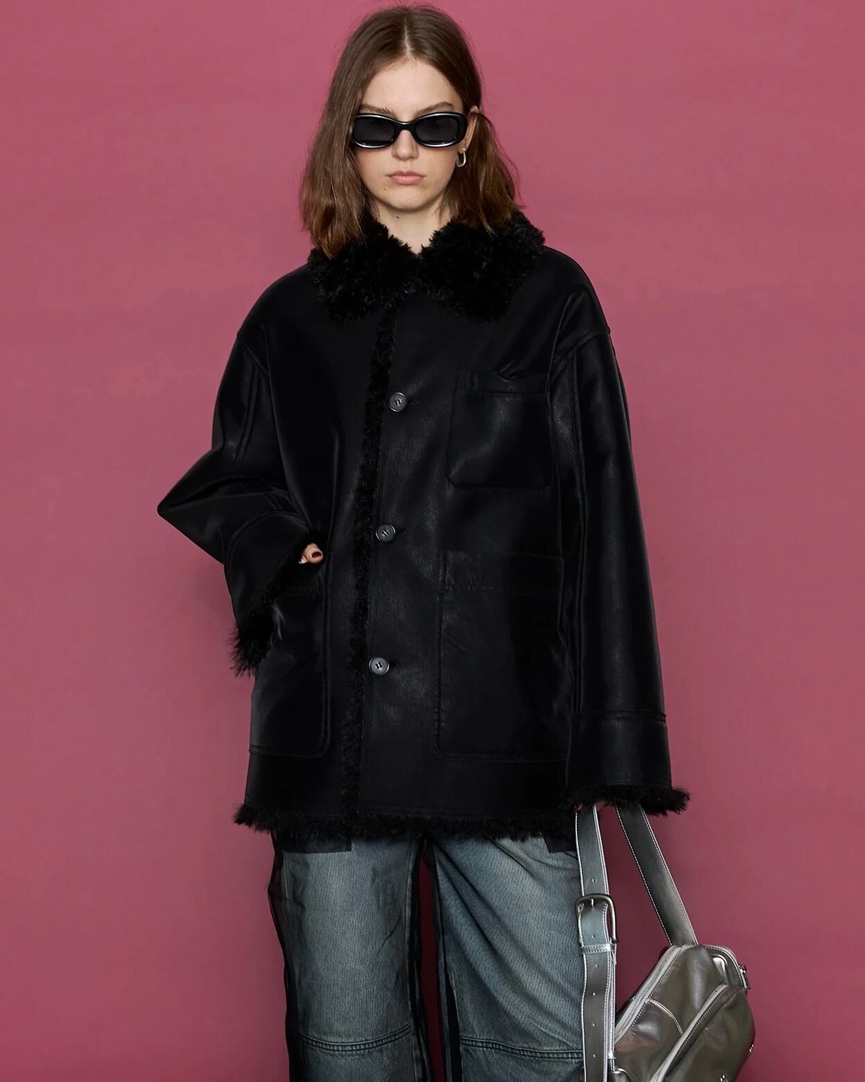 MAISON SPECIAL】Reversible Vegan Leather Mouton Blouson | idealclasse