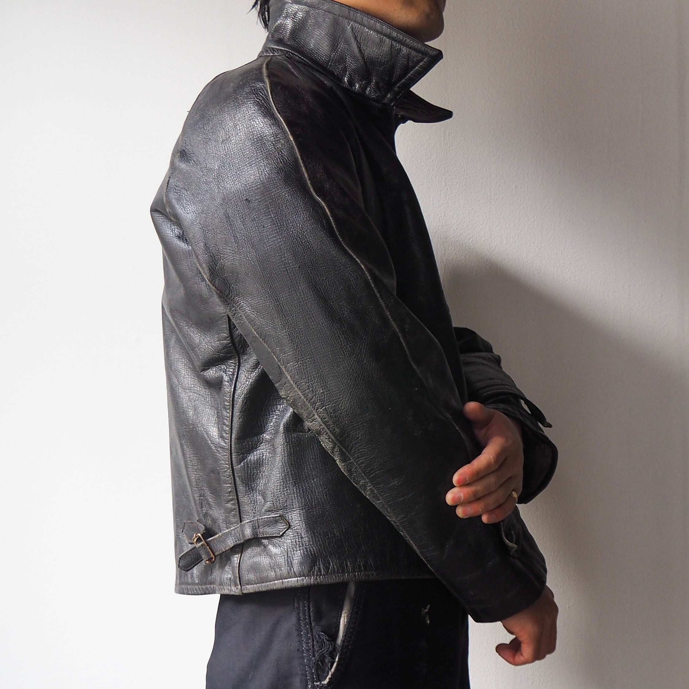 1950s Italian Army Modified Chromed Goatskin Motorcycle Jacket