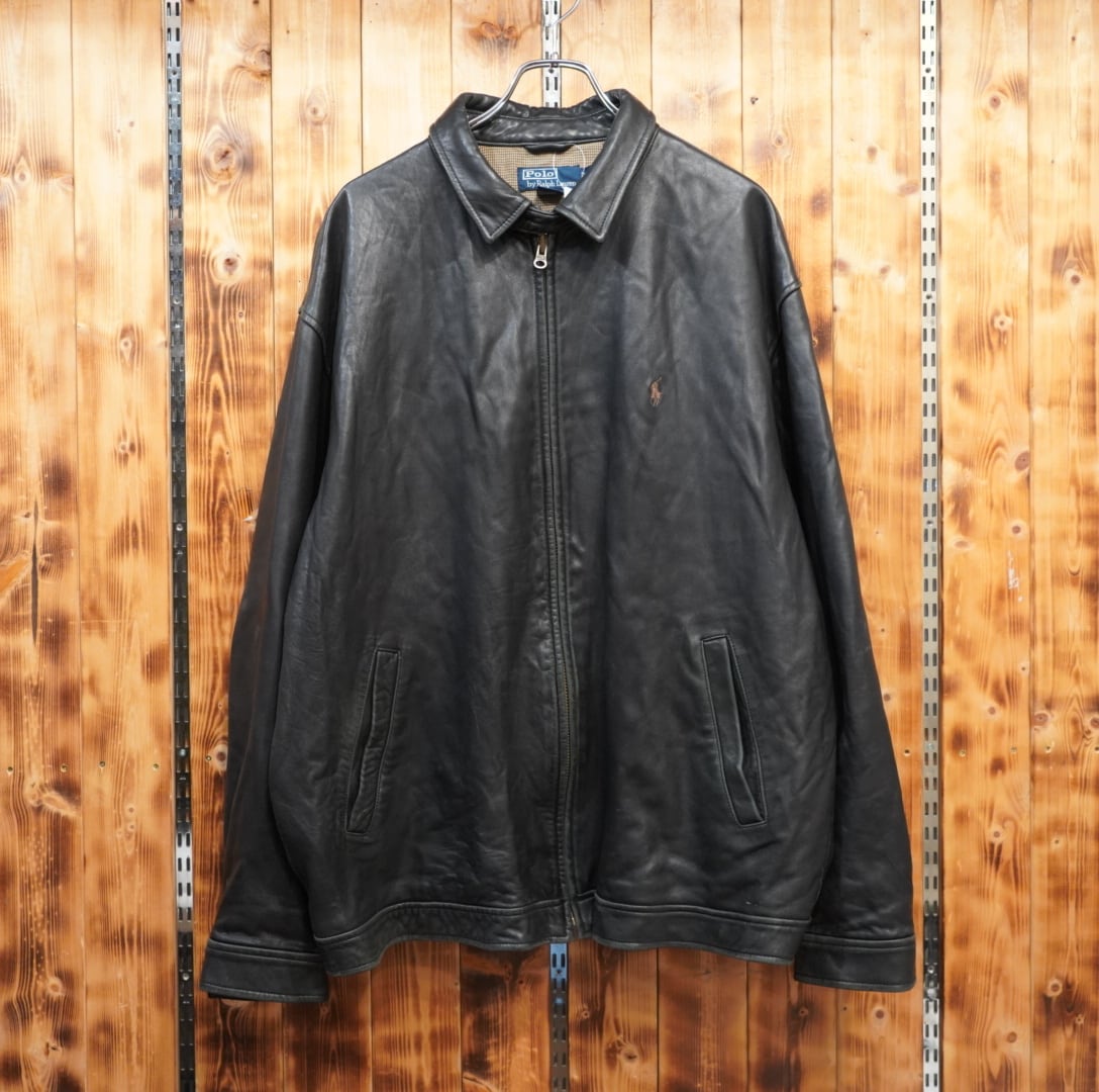 ralphlauren ブラック レザージャケット XXL/ラルフローレン 黒 革