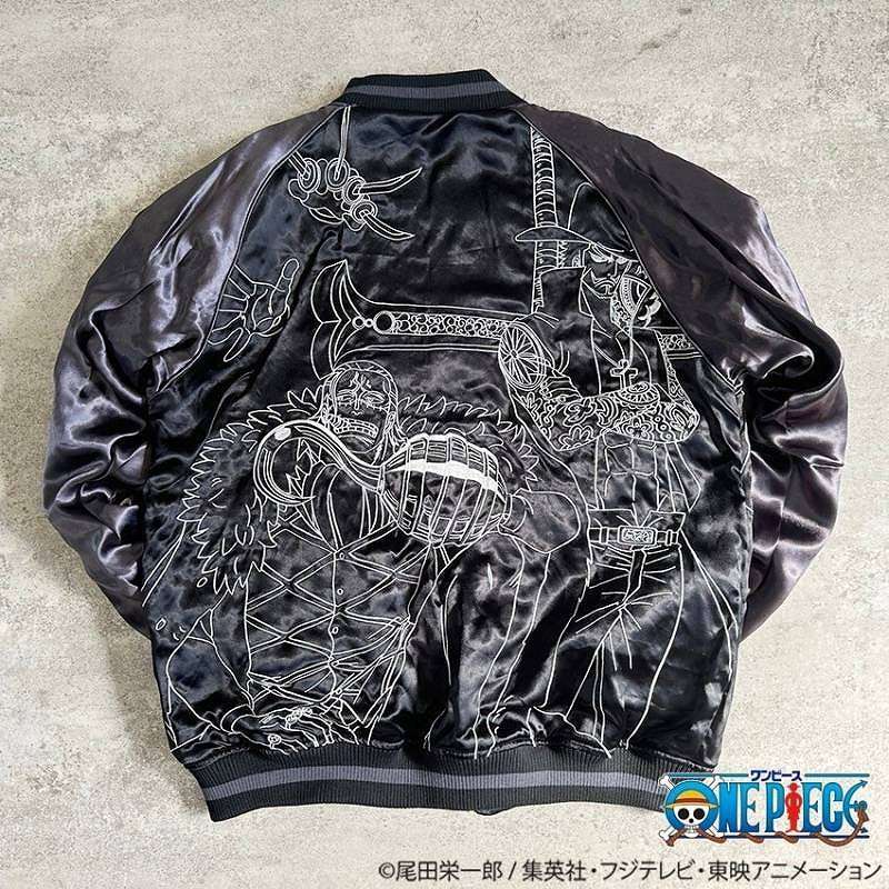 ONE PIECE刺繍スカジャン クロスギルド リバーシブル XL 黒
