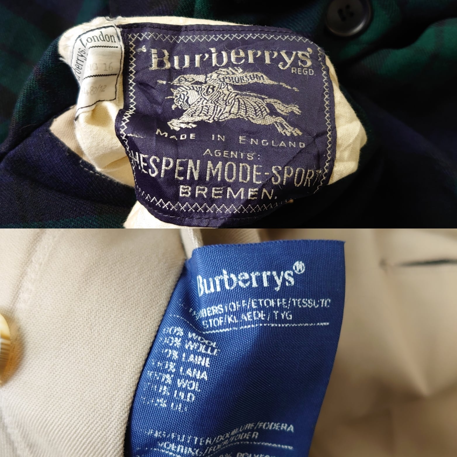 一枚袖】Burberrys バーバリー リバーシブルコート ブラックウォッチ