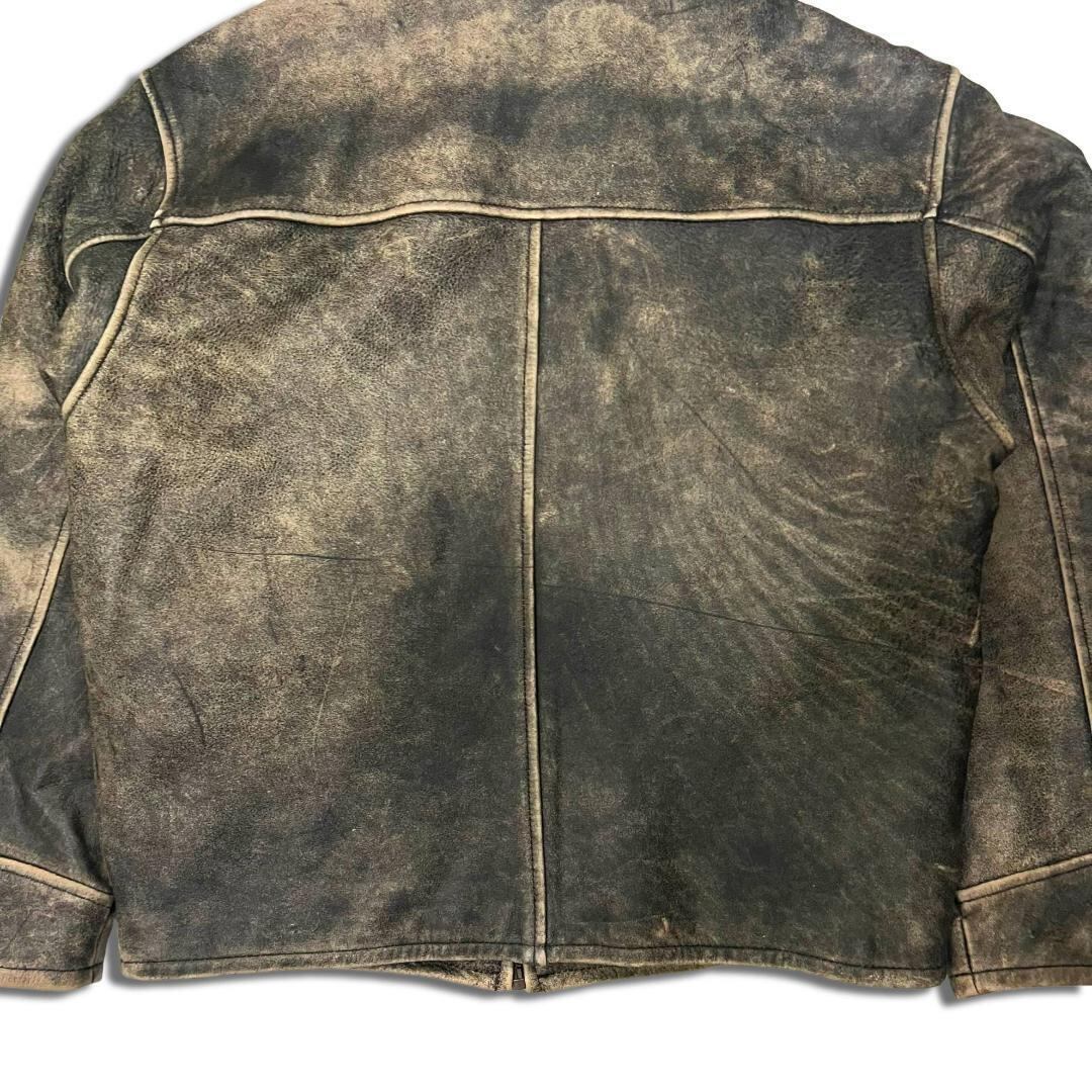 90s ジェイクルー レザージャケット M ウオッシュドブラック J.CREW