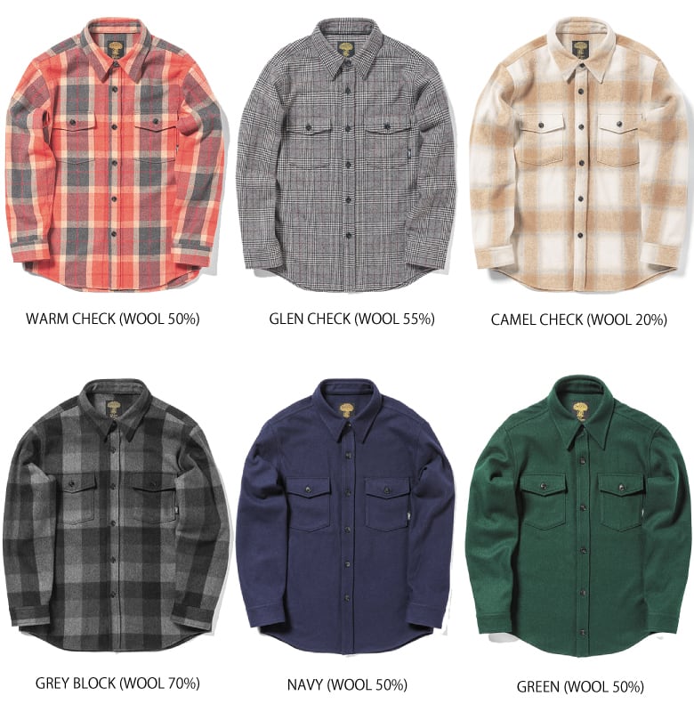 25-26 GREEN CLOTHING WOOL FLANNEL SHIRTS グリーンクロージング