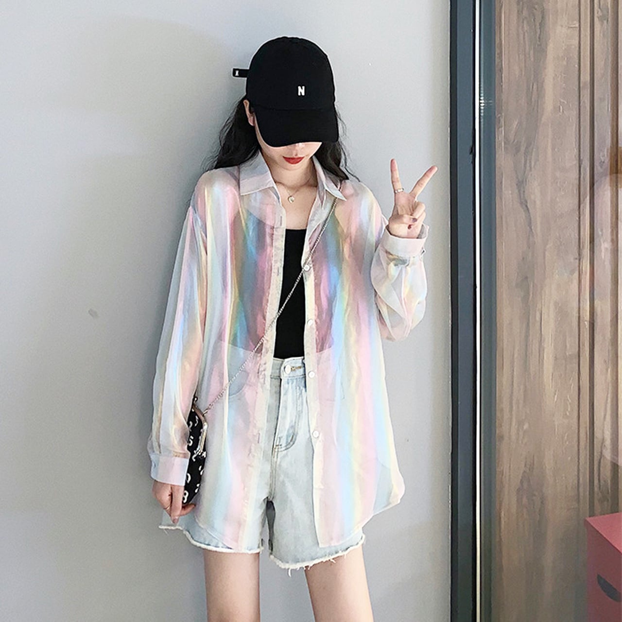 REGIT】AURORA SEE-THROUGH SHIRT-WHITE S/S 韓国ファッション