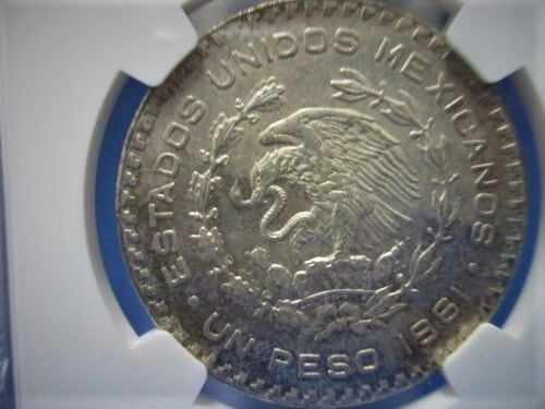 メキシコ 1961年 ホセ・マリア・モレーロス 1ペソ銀貨【NGC MS64