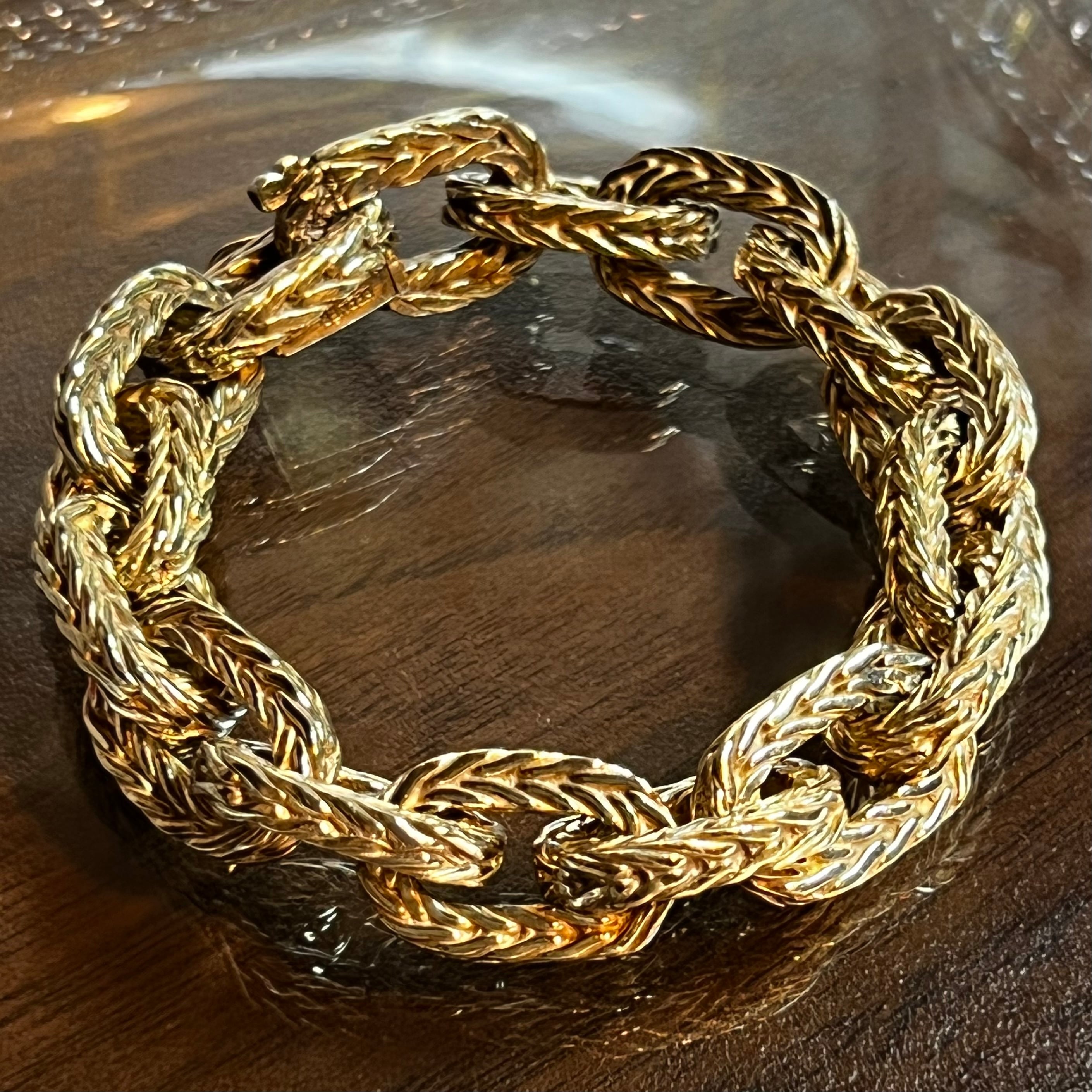 VINTAGE HERMES Vendome Bracelet Silver 800 & Gold Vermeil
