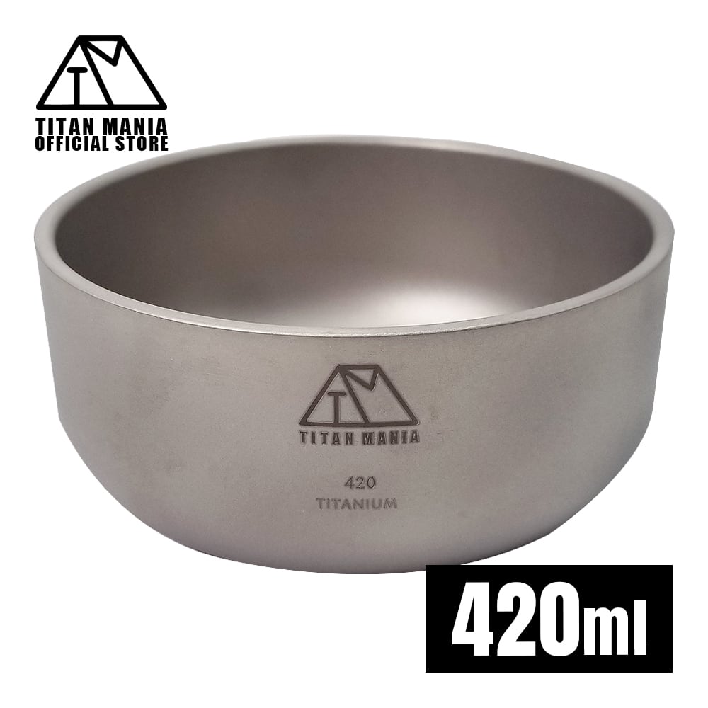 ボウル 420ml L チタン製 二重構造 超軽量 頑丈 スープボウル 皿 丼 お