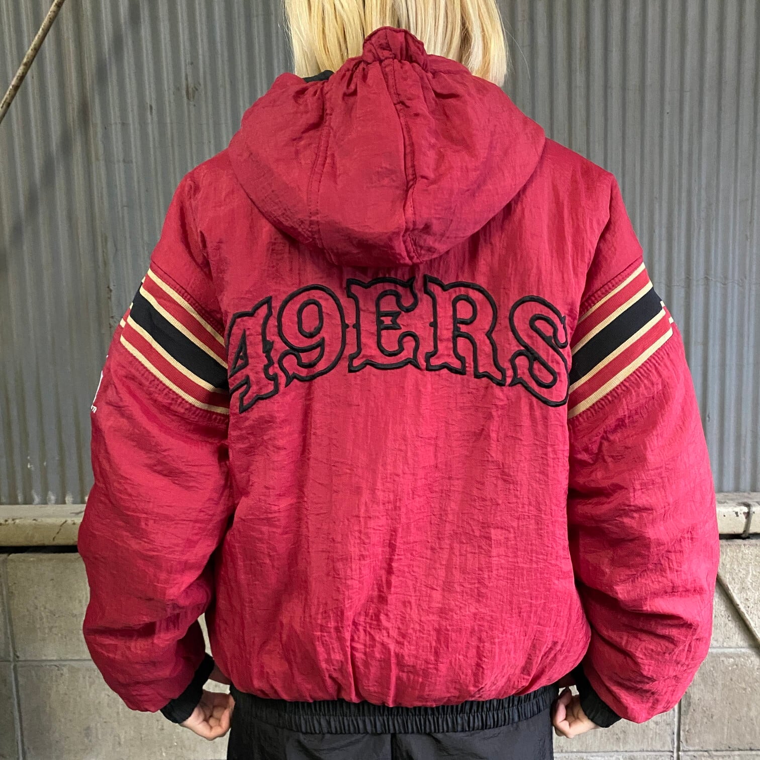 90年代 NFL 49ERS リバーシブル 中綿ナイロンジャケット スタジャン