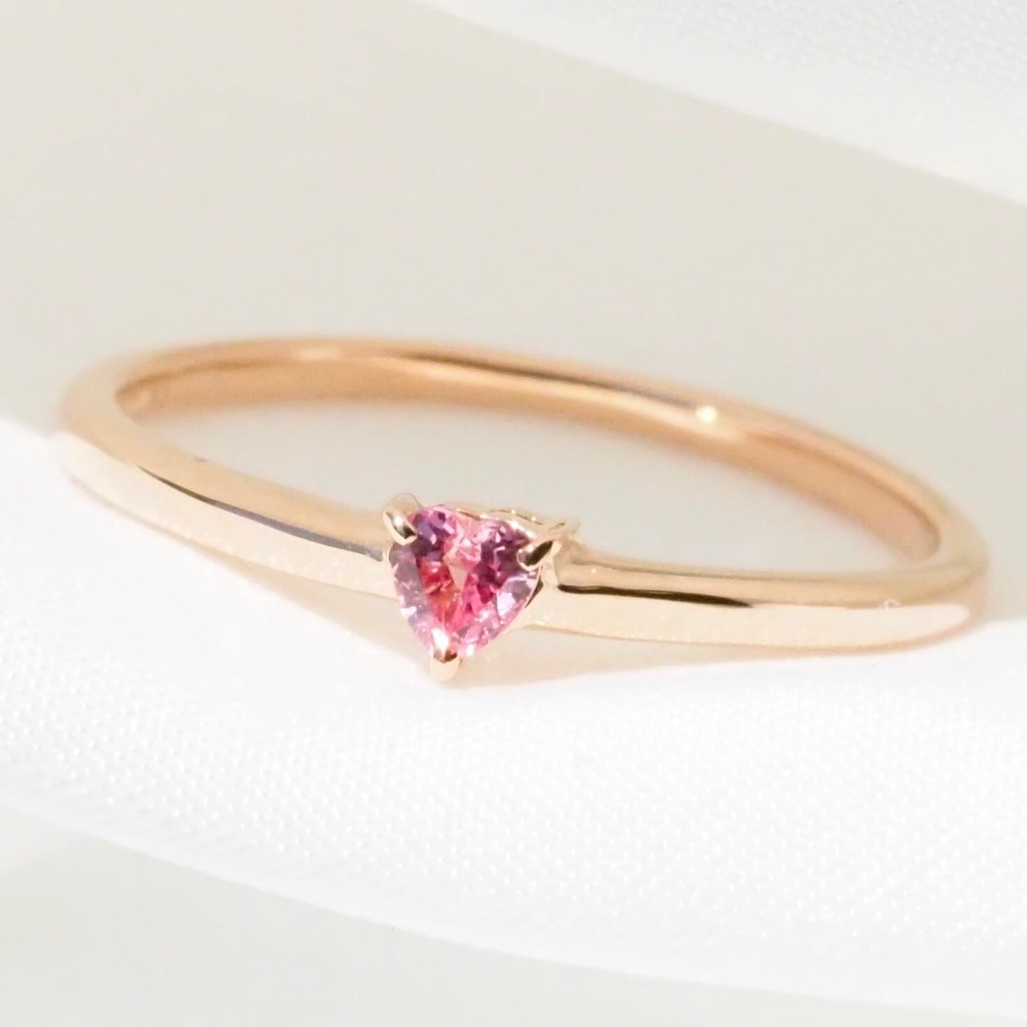 パパラチアサファイア リング ハートシェイプ 0.123ct k18pg