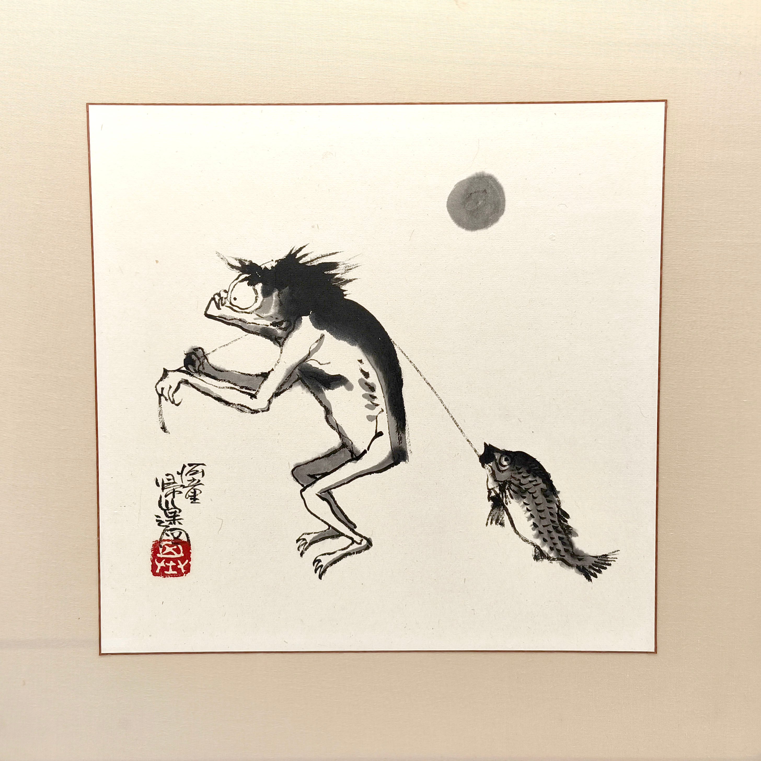 本庄基晃・『河童帰巣之図』・水墨画・墨絵・河童図・No.250426-02