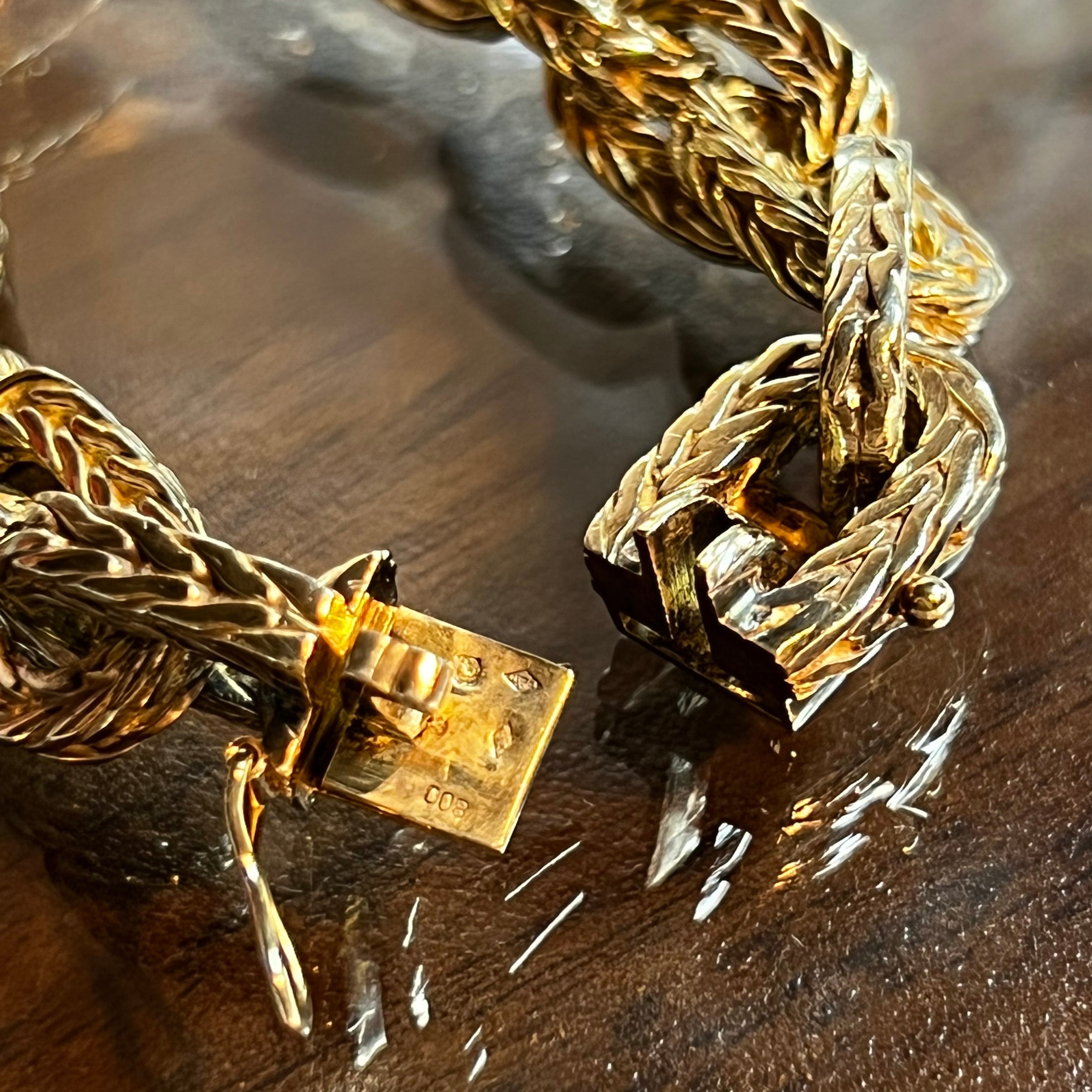 VINTAGE HERMES Vendome Bracelet Silver 800 & Gold Vermeil
