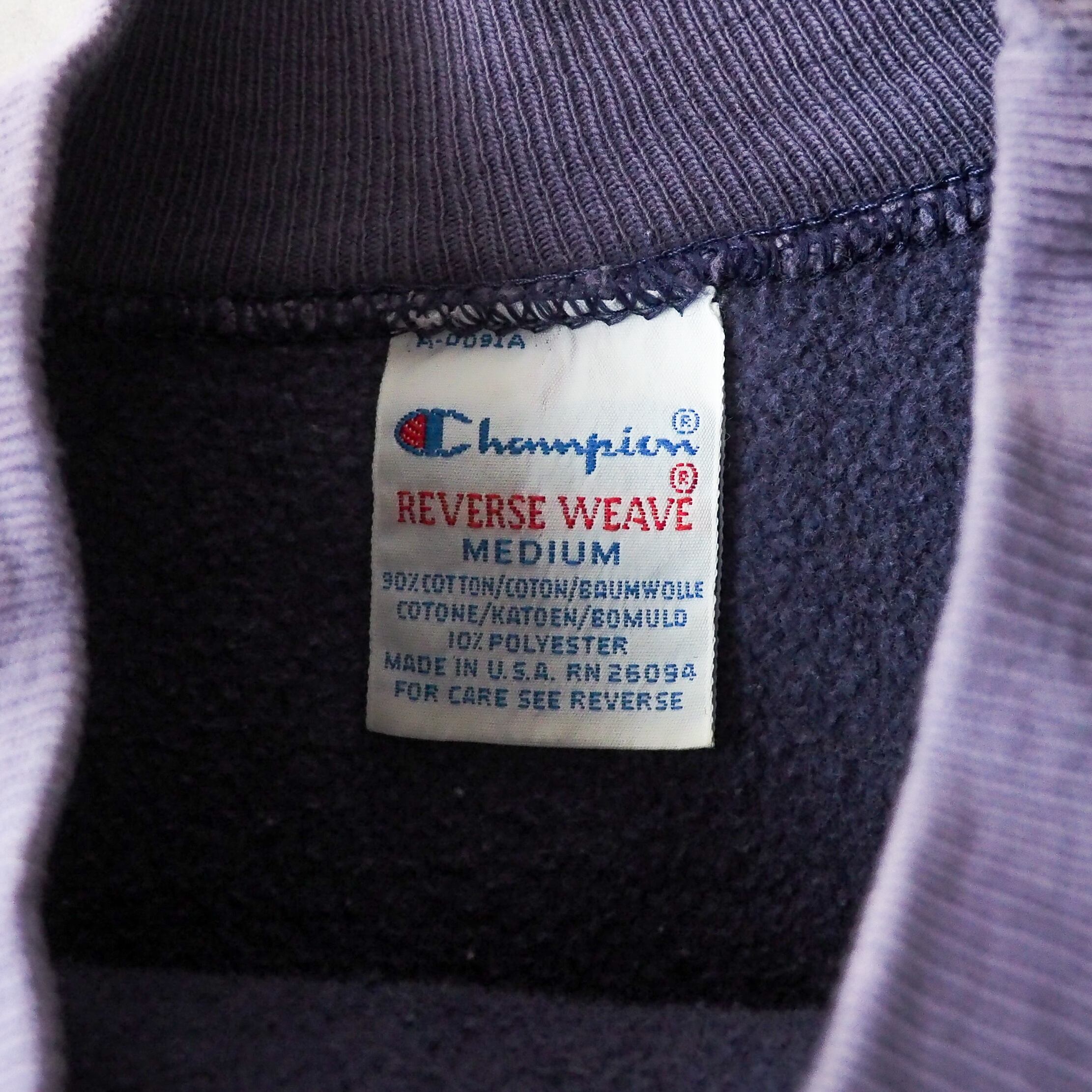 90s “REVERSE WEAVE” ナス紺 ネイビー鬼フェード モックネック