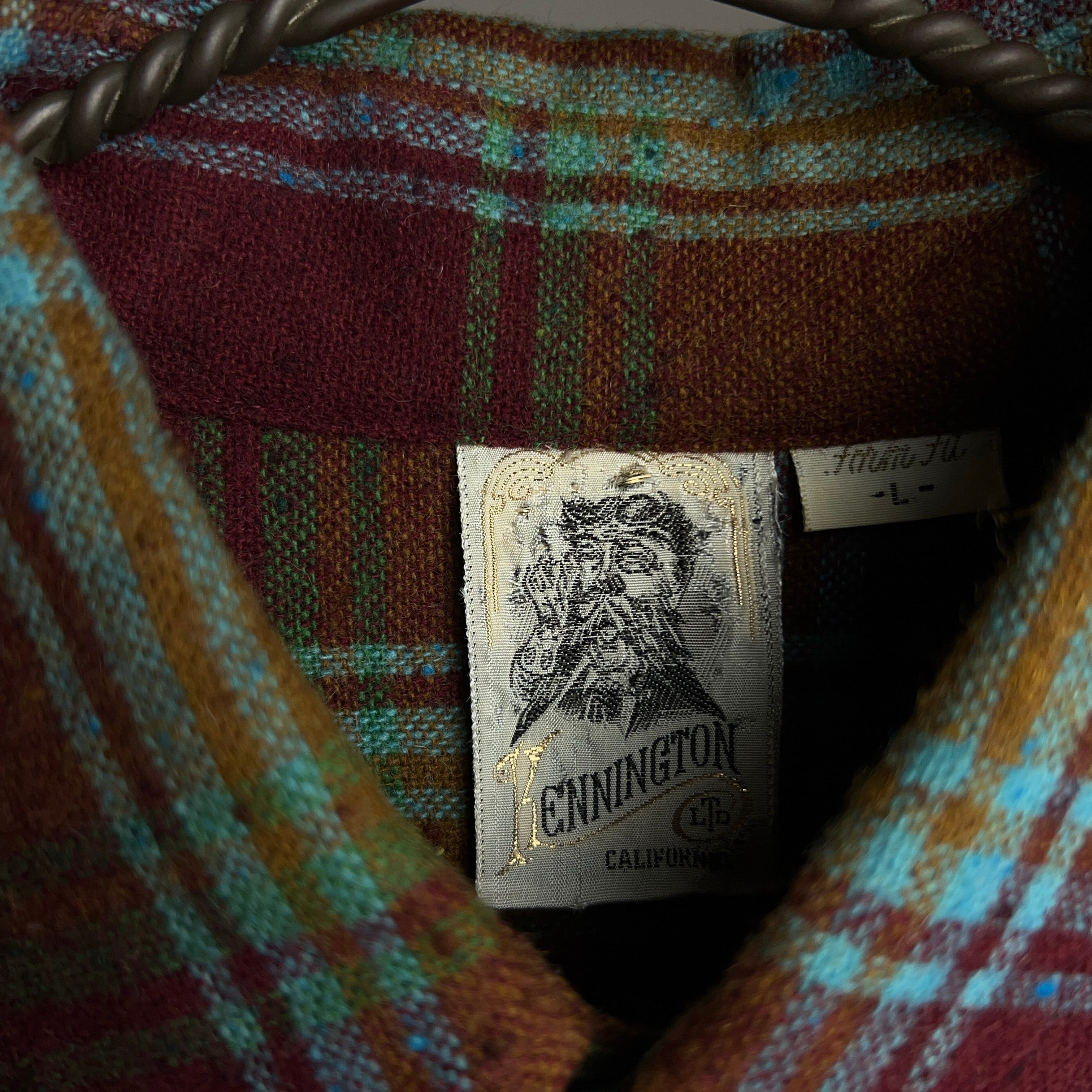 60's KENNINGTON Plaid Wool Shirt SIZE L 60年代 ケニントン チェック