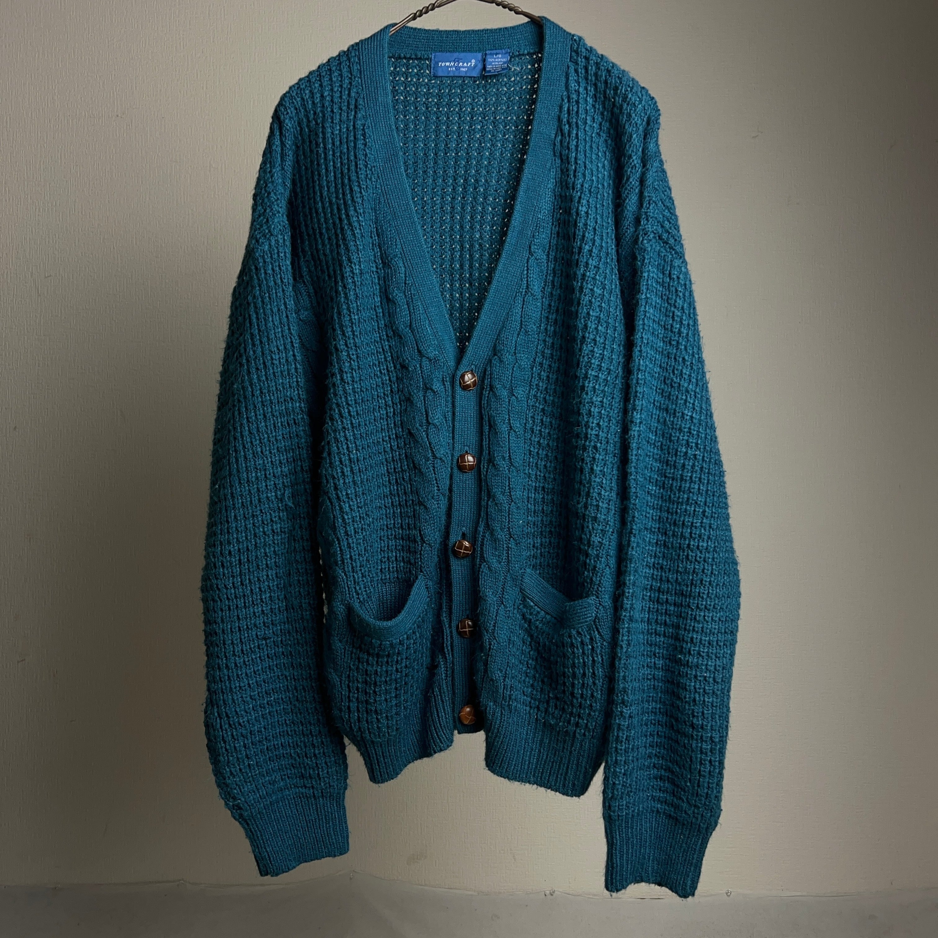 old TOWNCRAFT Knit Cardigan Blue SIZE L 90年代 タウンクラフト