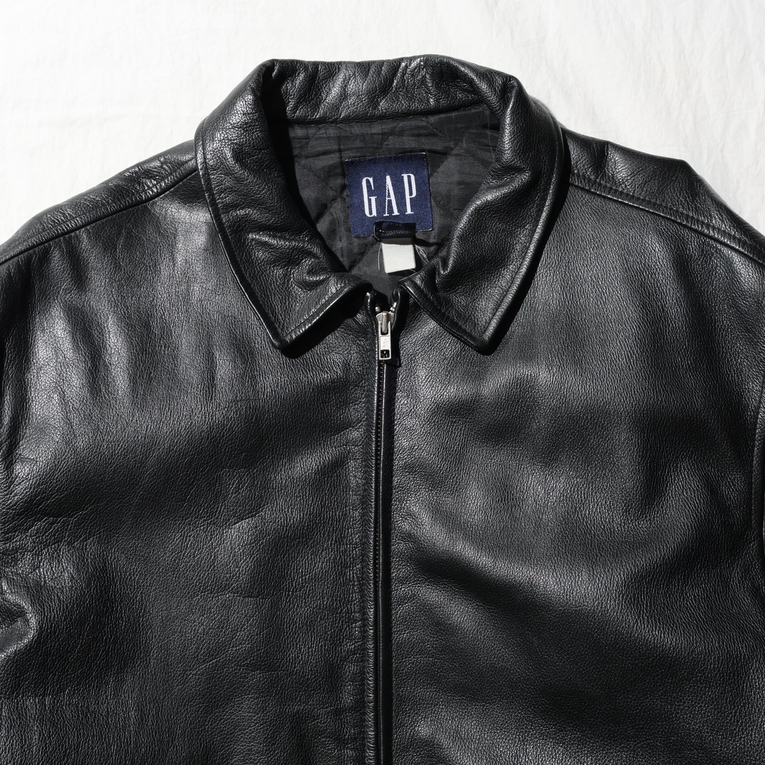 極美品 L アルミジップ 牛革 OLD GAP レザージャケット ブラック