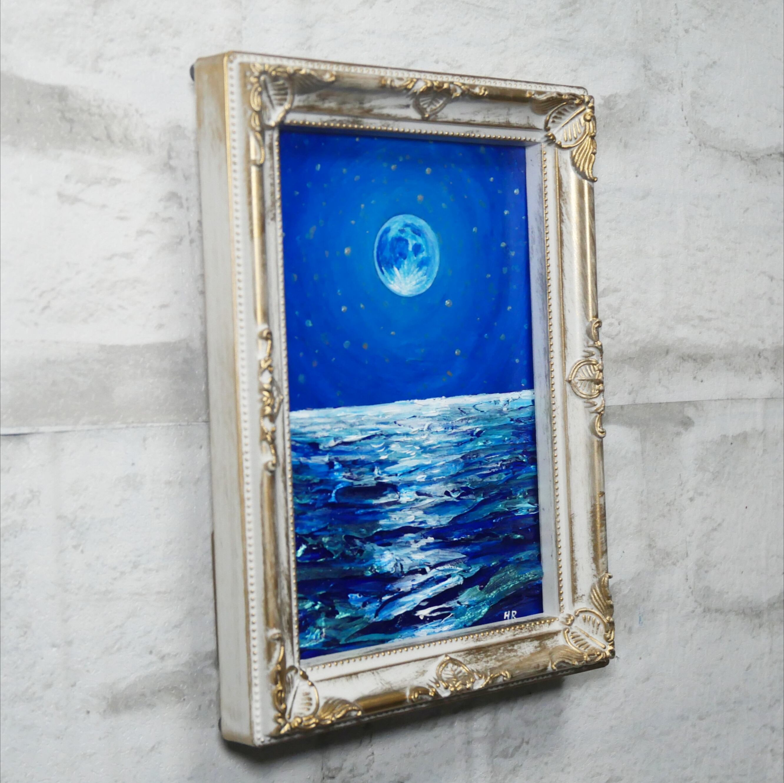 油絵 油彩 油彩画 絵 絵画 ミニ絵画【スーパーブルームーン