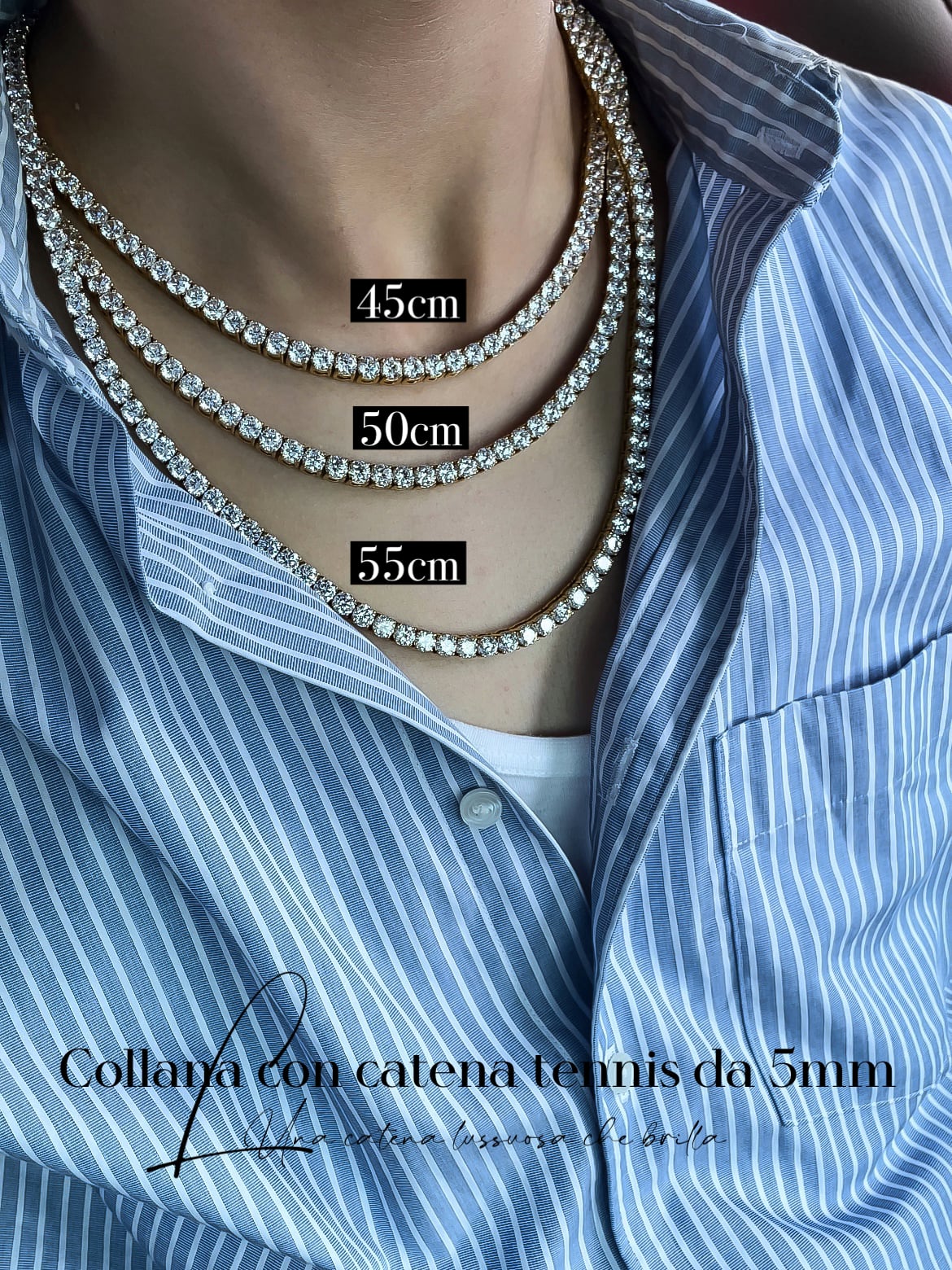 316L tennis necklace 【SILVER】【5mm】 | ✯Lucliss Jewelry✯
