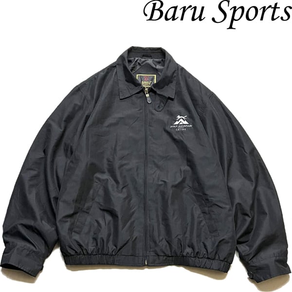 1点物◇BARU SPORTS黒スエード風ナイロンブルゾンジャケット古着メンズ