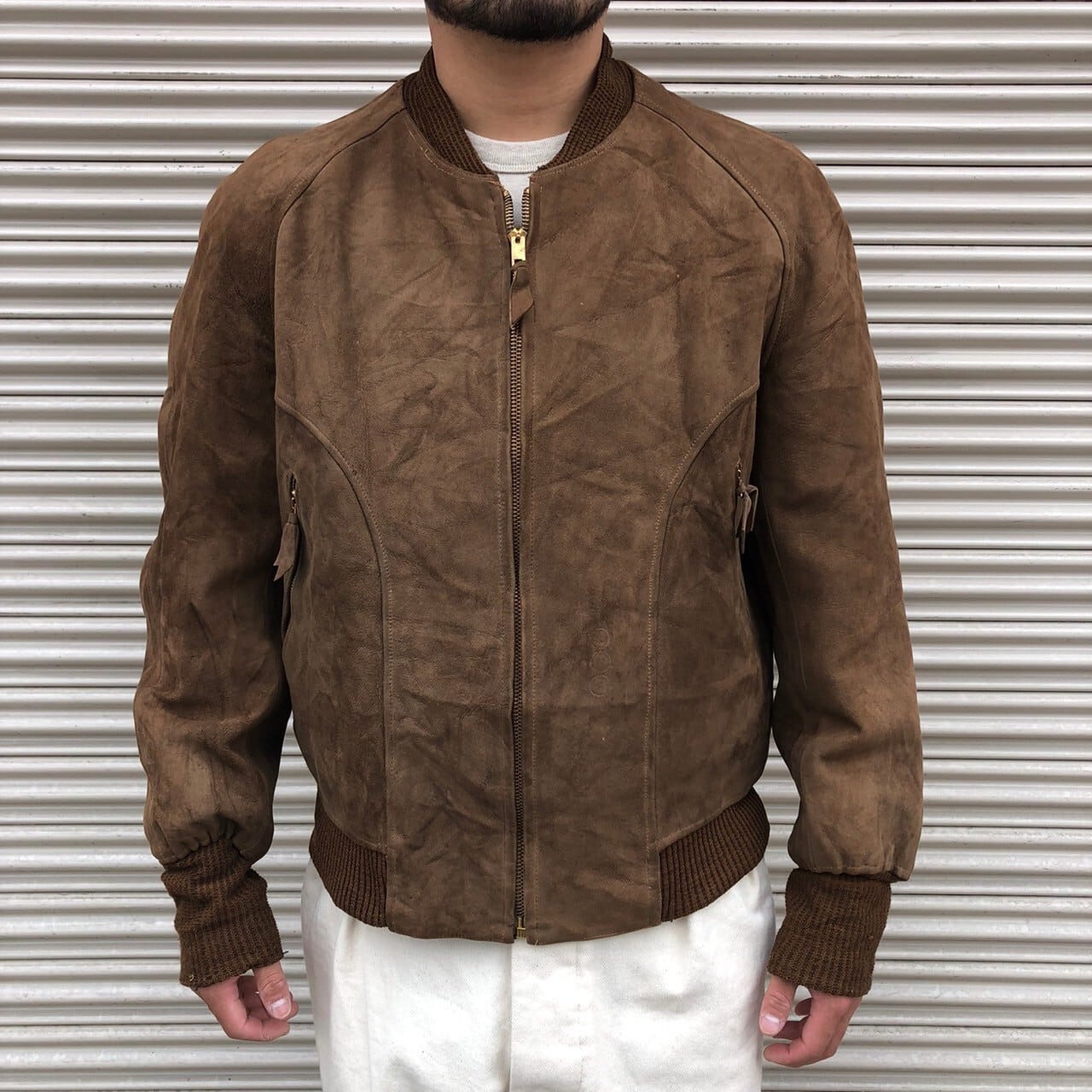 50s USA製 ディアスキン スウェード レザー ブルゾン ジャケット