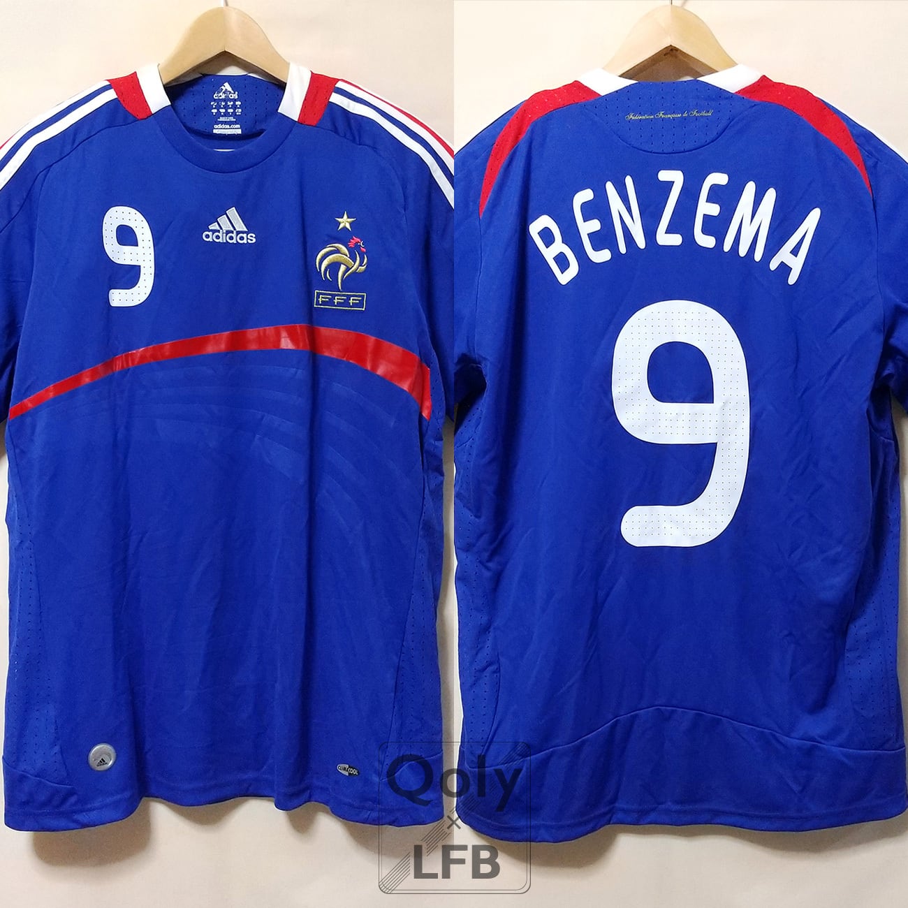 フランス代表 2008 adidas ホーム半袖 ユニフォーム #9 BENZEMA カリム