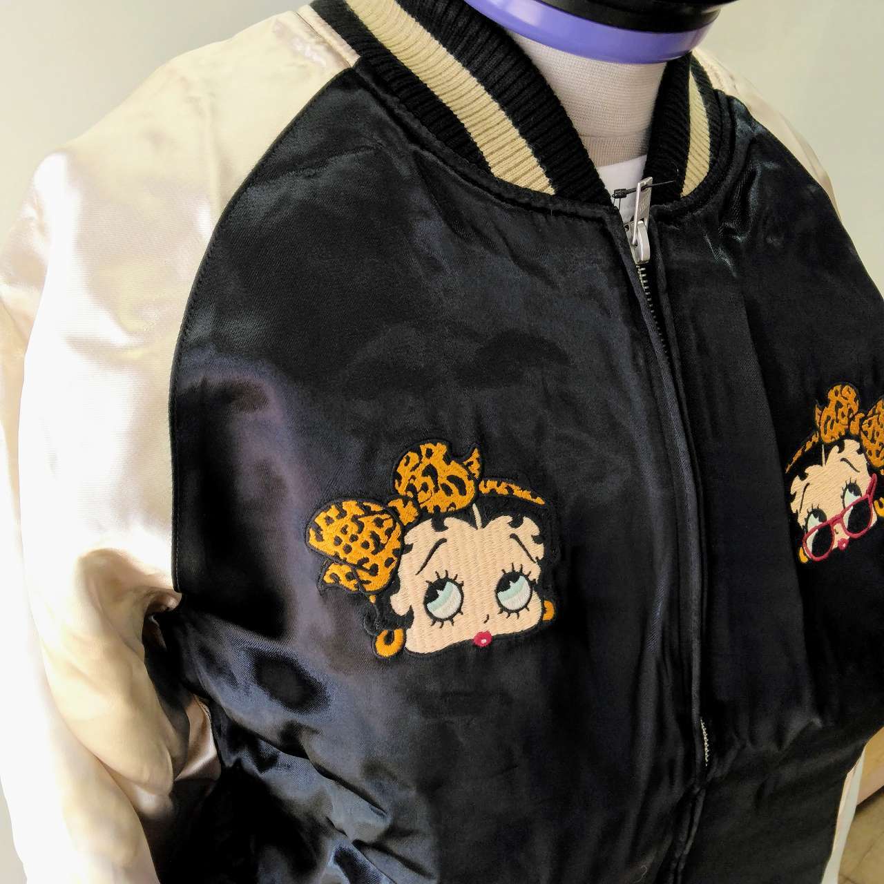 ヤンキーベティちゃん刺繍 スカジャン 黒 XL Betty embroidered