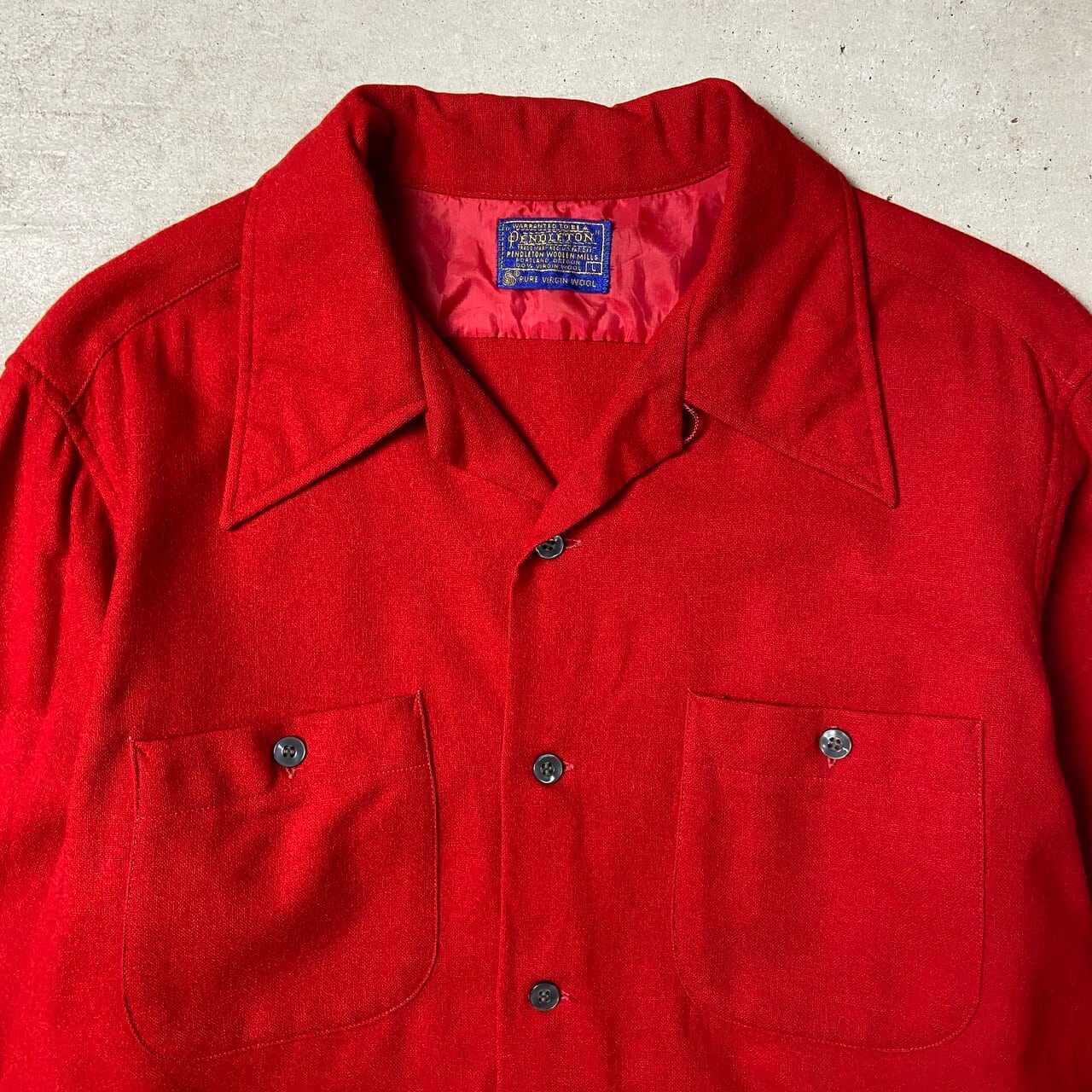 60年代 USA製 PENDLETON ペンドルトン ウールシャツ 開襟 メンズL 古着