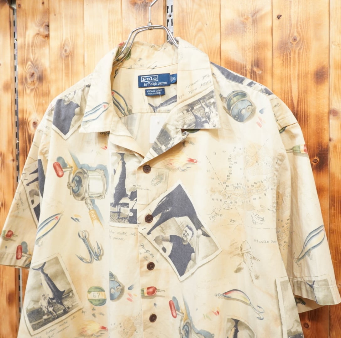 90s ralphlauren vintage camp ヘミングウェイ 開襟シャツ オープン