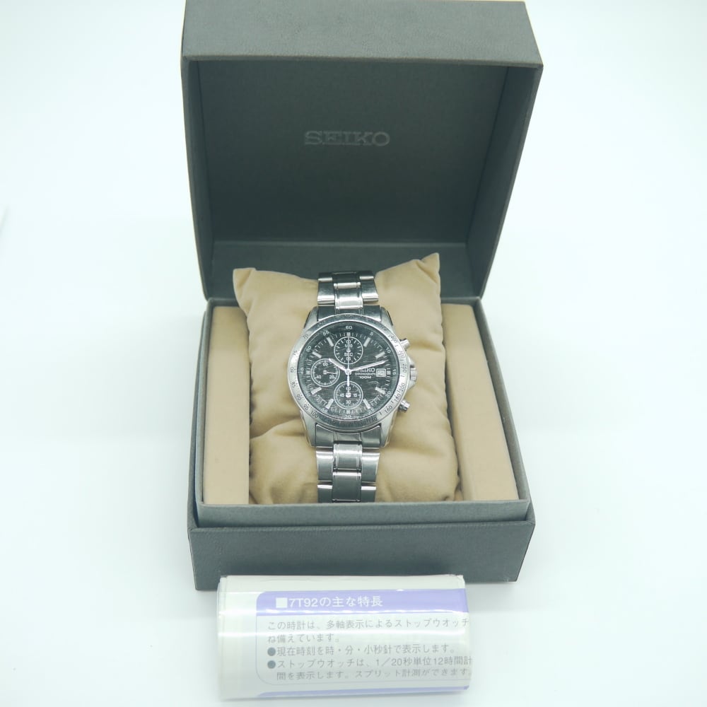 SEIKO セイコー クロノグラフ クォーツ 黒文字盤 7T92-0DW0 Y03009
