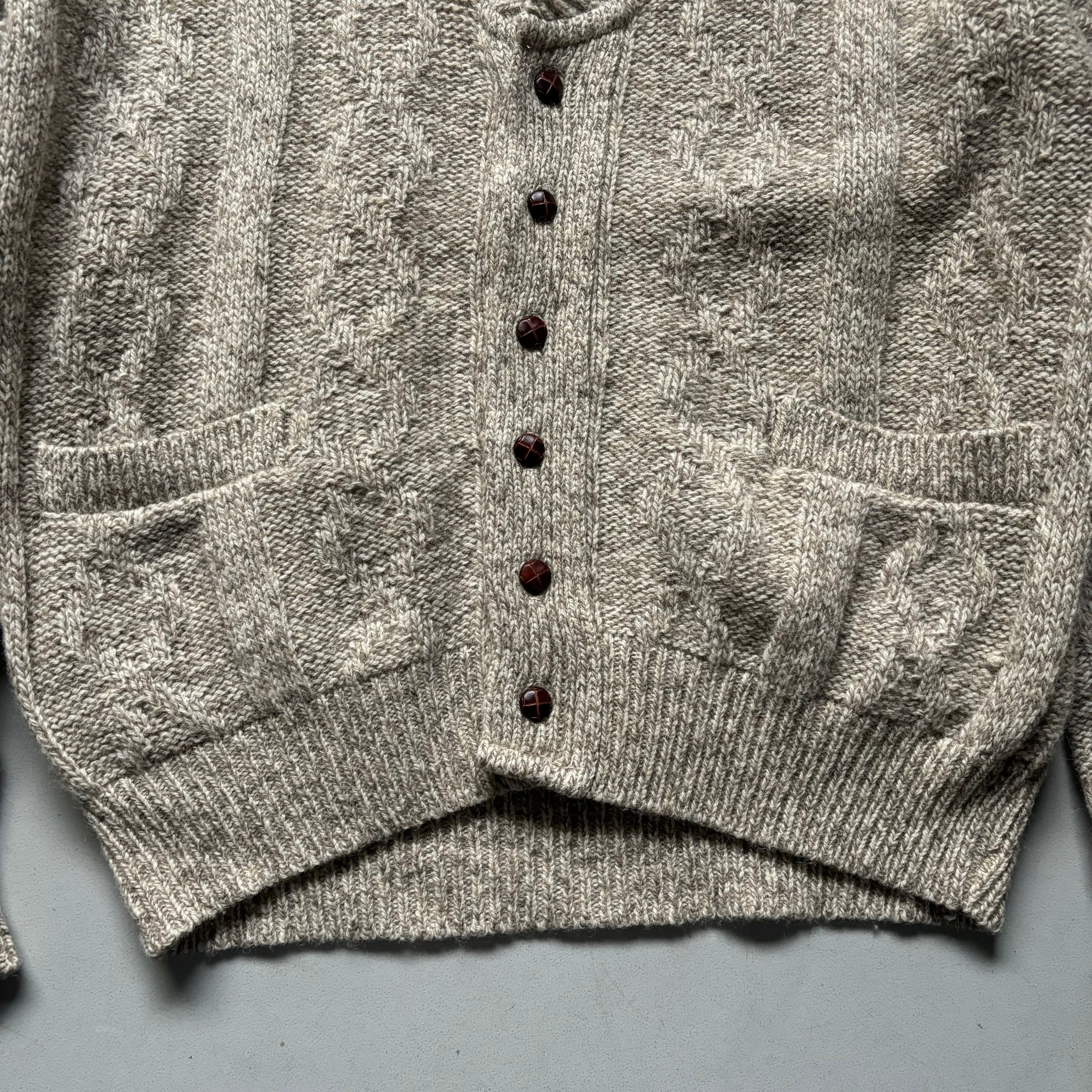 90s LANDS'END shawl collar knit cardigan “size L” “made in USA” 90