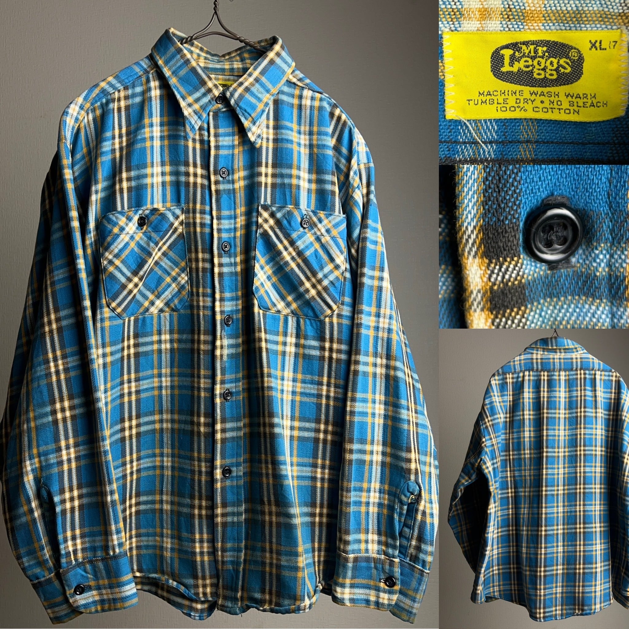 70's Mr.Leggs Cotton Flannel Shirt SIZE XL 70年代 チェック