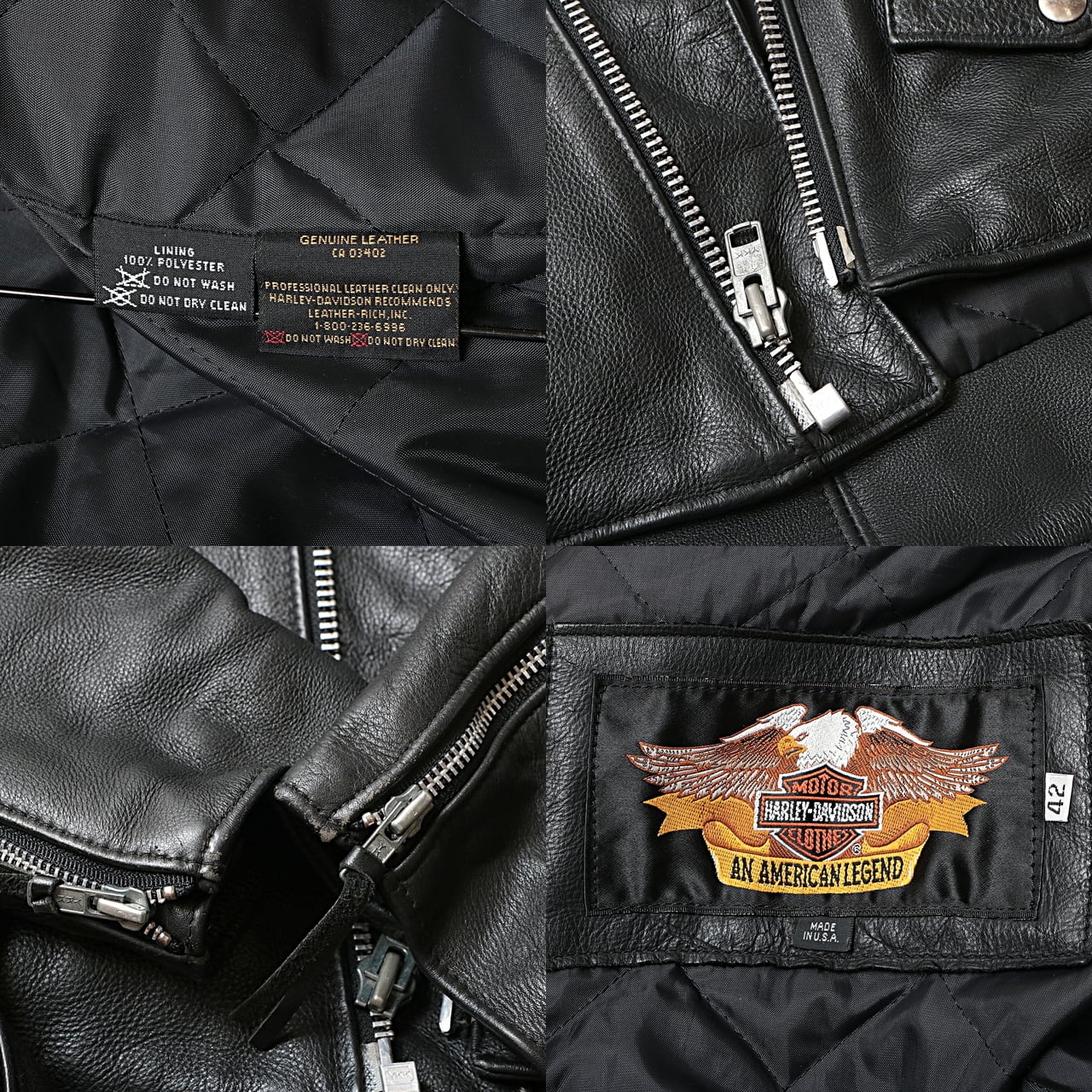90s Harley-Davidson ハーレーダビッドソン レザー ダブル ライダース