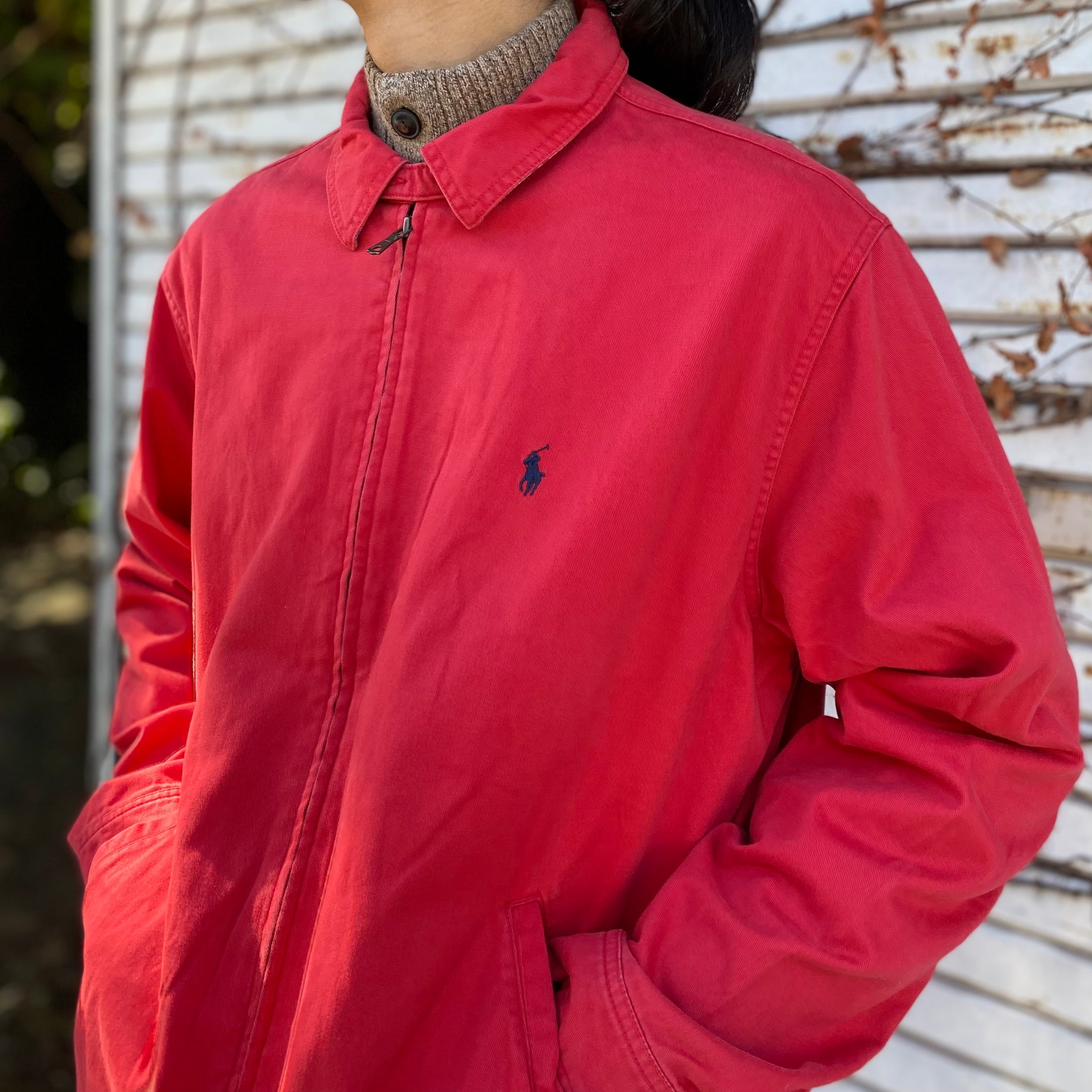 L』80年代〜 Ralph Lauren ラルフローレン スイングトップ 赤 古着