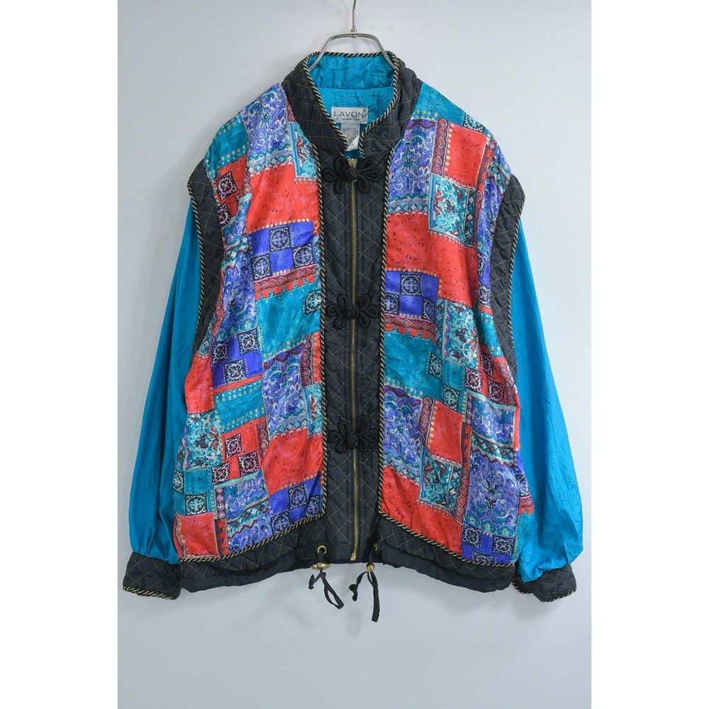 90s LAVON オリエンタルデザイン チャイナ風 ナイロンジャケット