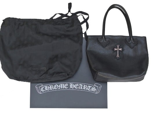 CHROME HEARTS クロムハーツ BLACK LINED TOTE BAG W/LG CROSS FS