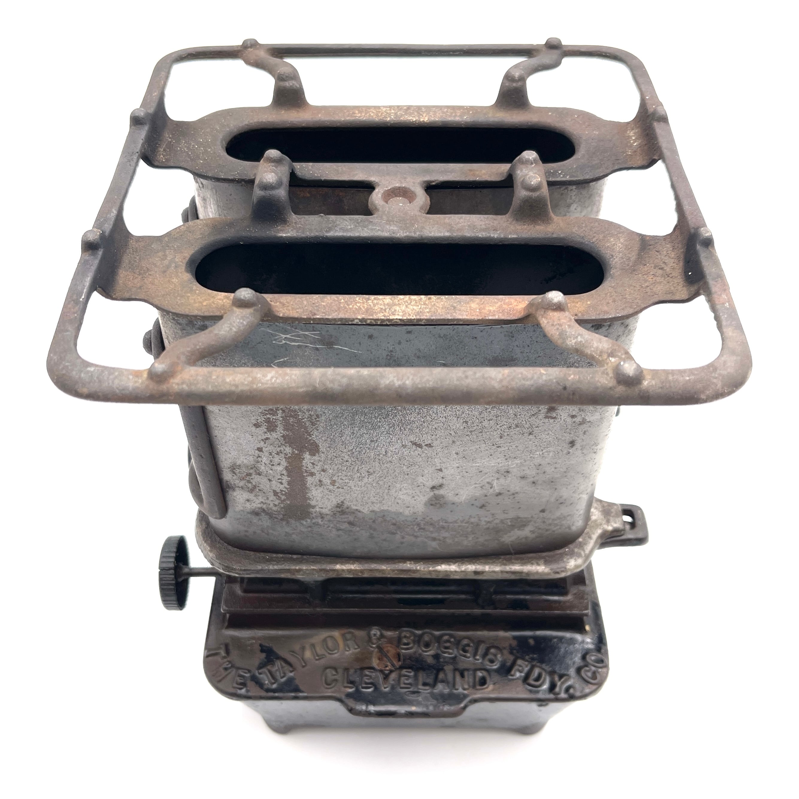 TAYLOR & BOGGIS PACIFIC SAD IRON STOVE HEATER | Rusty Acorn Antiques